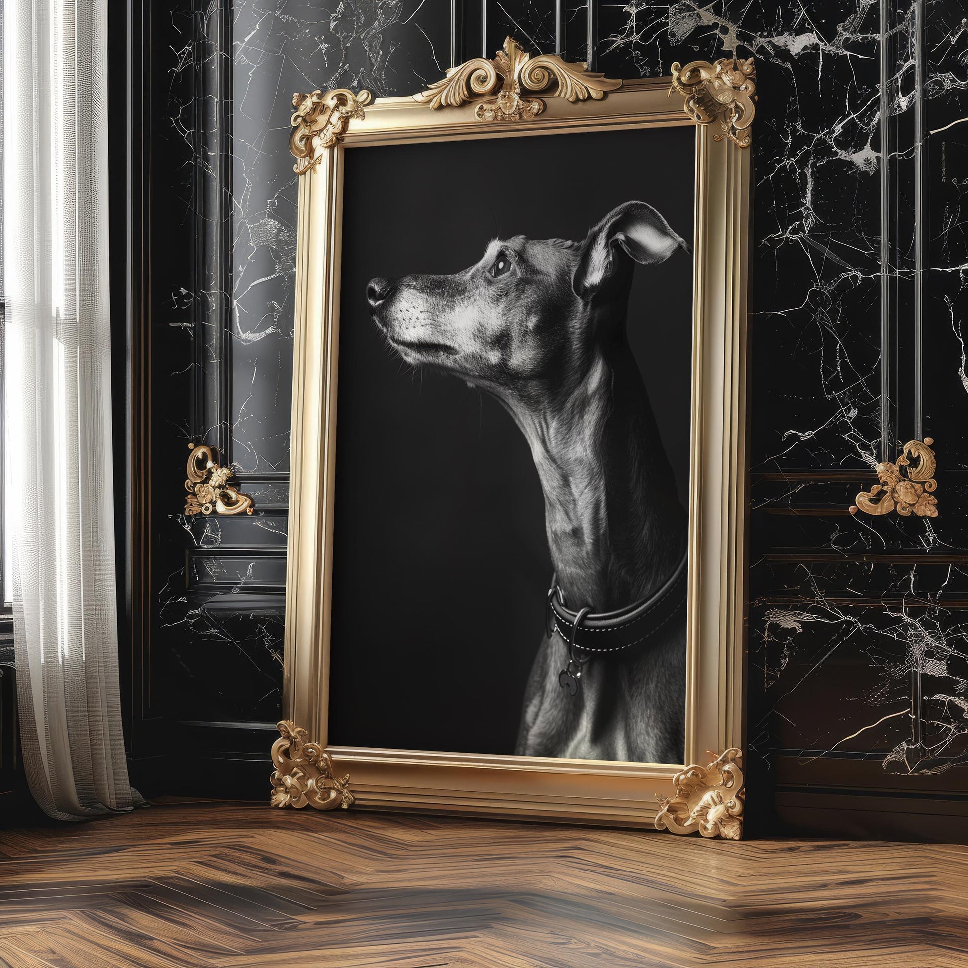 Dog Photography Greyhound Print Black and White | Minimalist Whippet Fine Art wall art print, minimalist black and white poster, modern Scandinavian wall decor, Monohaus