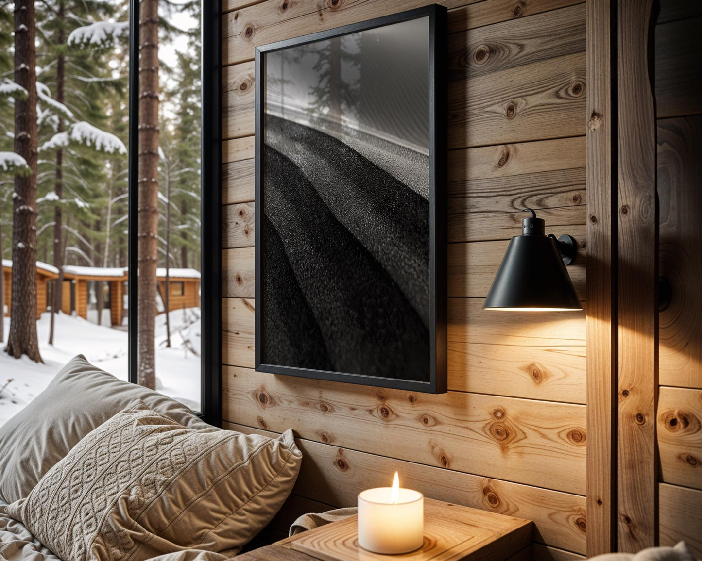 Minimal Wall Art Dark Sands | Black and White Abstract Landscape Print abstract wall art print, geometric minimalist poster, modern Scandinavian decor, Monohaus