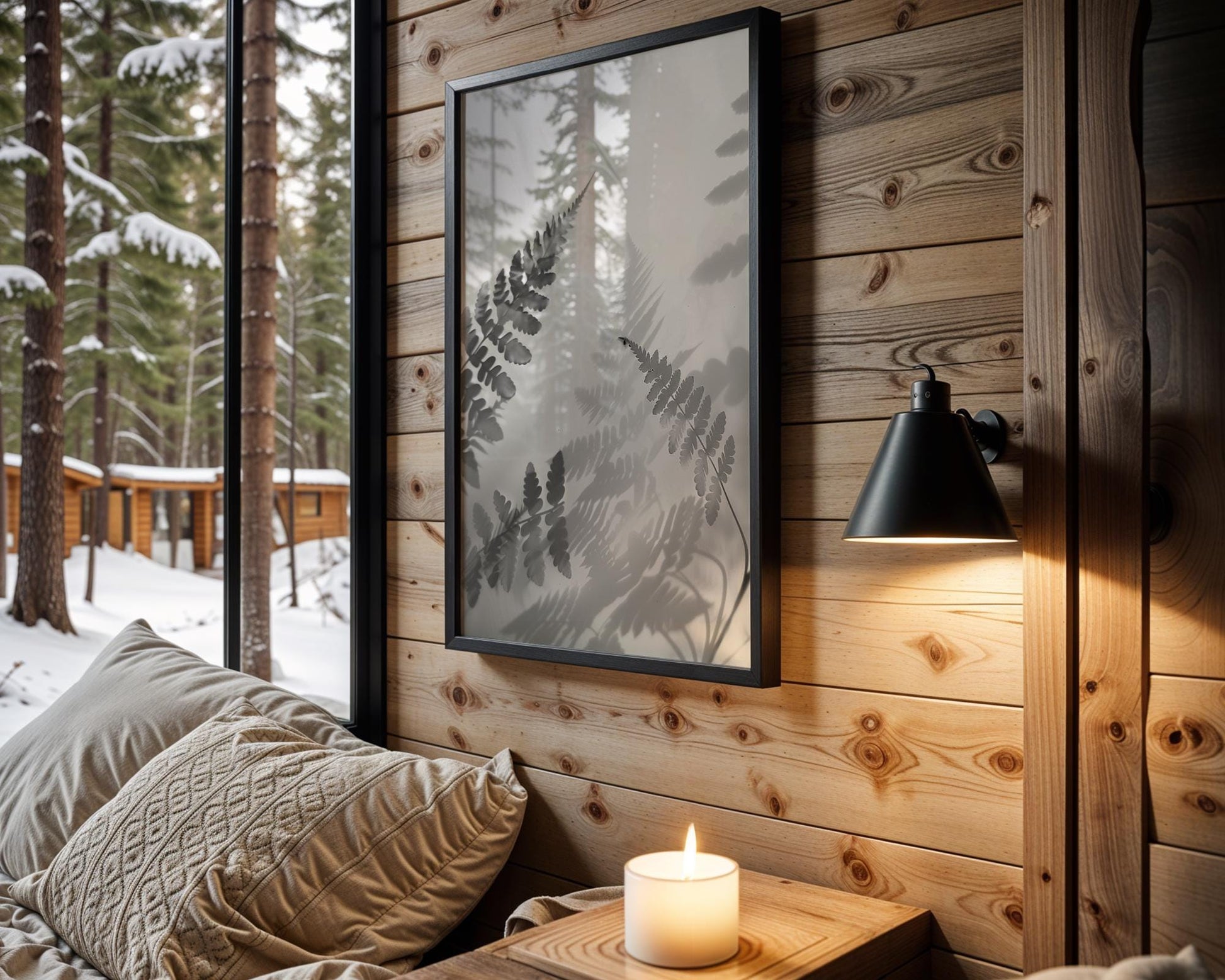 Botanical Photo | Fern Print | Minimalist Shadow Photography, Modern Home Decor wall art print, minimalist black and white poster, modern Scandinavian wall decor, Monohaus