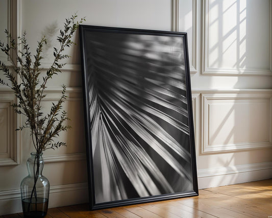 Botanical Photo | Black and White Palm Leaf Print | Minimalist Nature Wall Art wall art print, minimalist black and white poster, modern Scandinavian wall decor, Monohaus