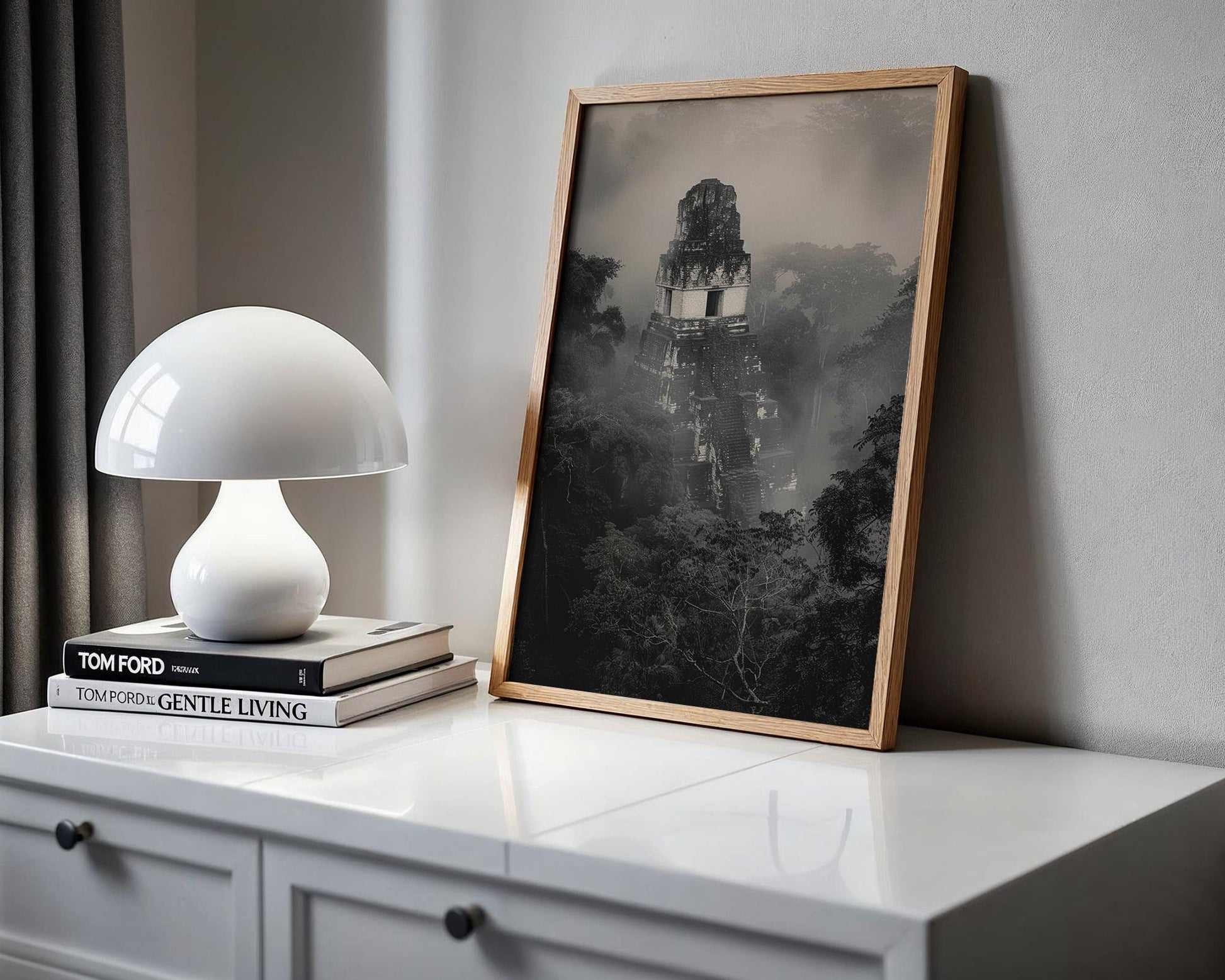 World Landmark | Tikal Mayan Ruins Print | Guatemala Temple, Black and White Wall Art wall art print, minimalist black and white poster, modern Scandinavian wall decor, Monohaus