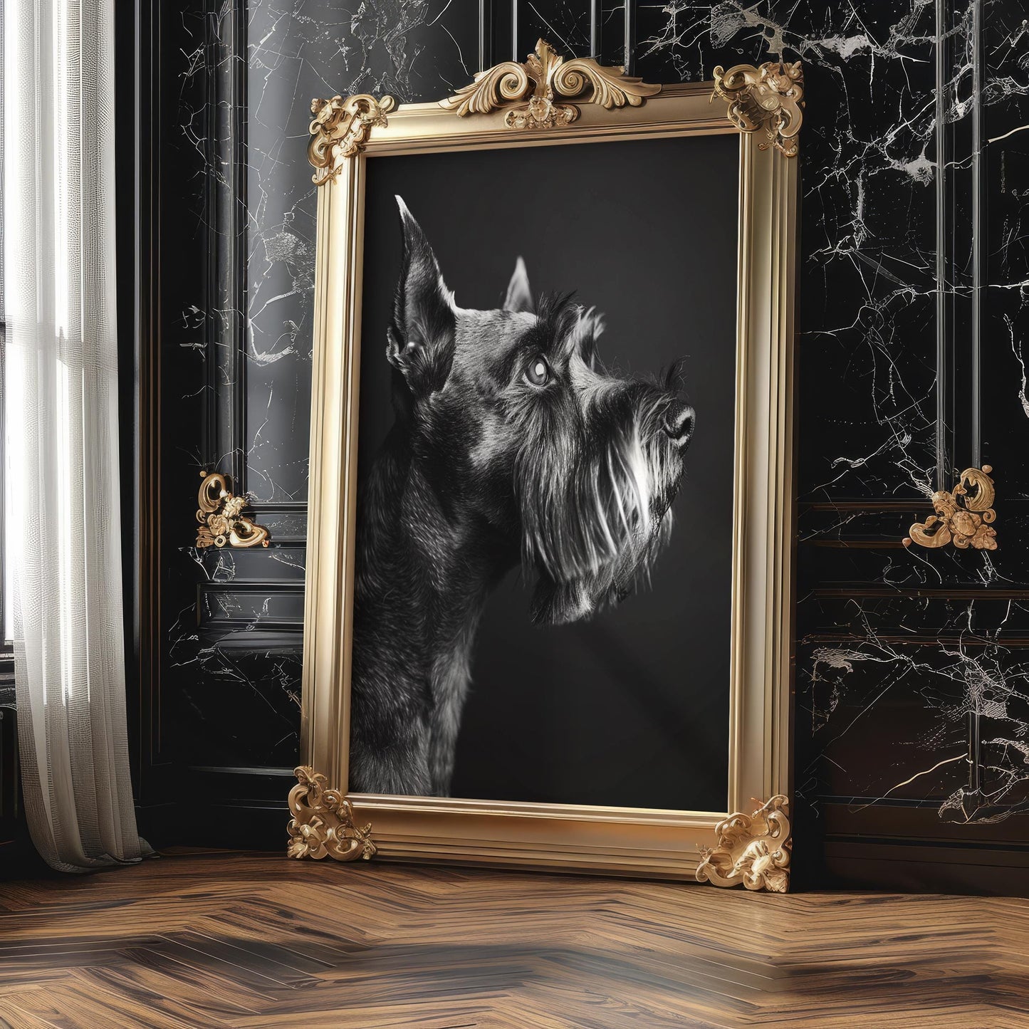 Dog Photography Schnauzer Portrait Print | Modern Black and White Pet Home Decor wall art print, minimalist black and white poster, modern Scandinavian wall decor, Monohaus