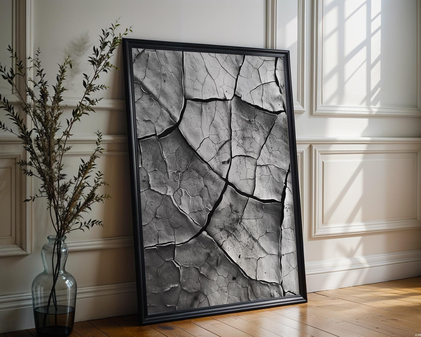 Botanical Photo | Cracked Earth Photography Print | Modern Minimalist Wall Art wall art print, minimalist black and white poster, modern Scandinavian wall decor, Monohaus