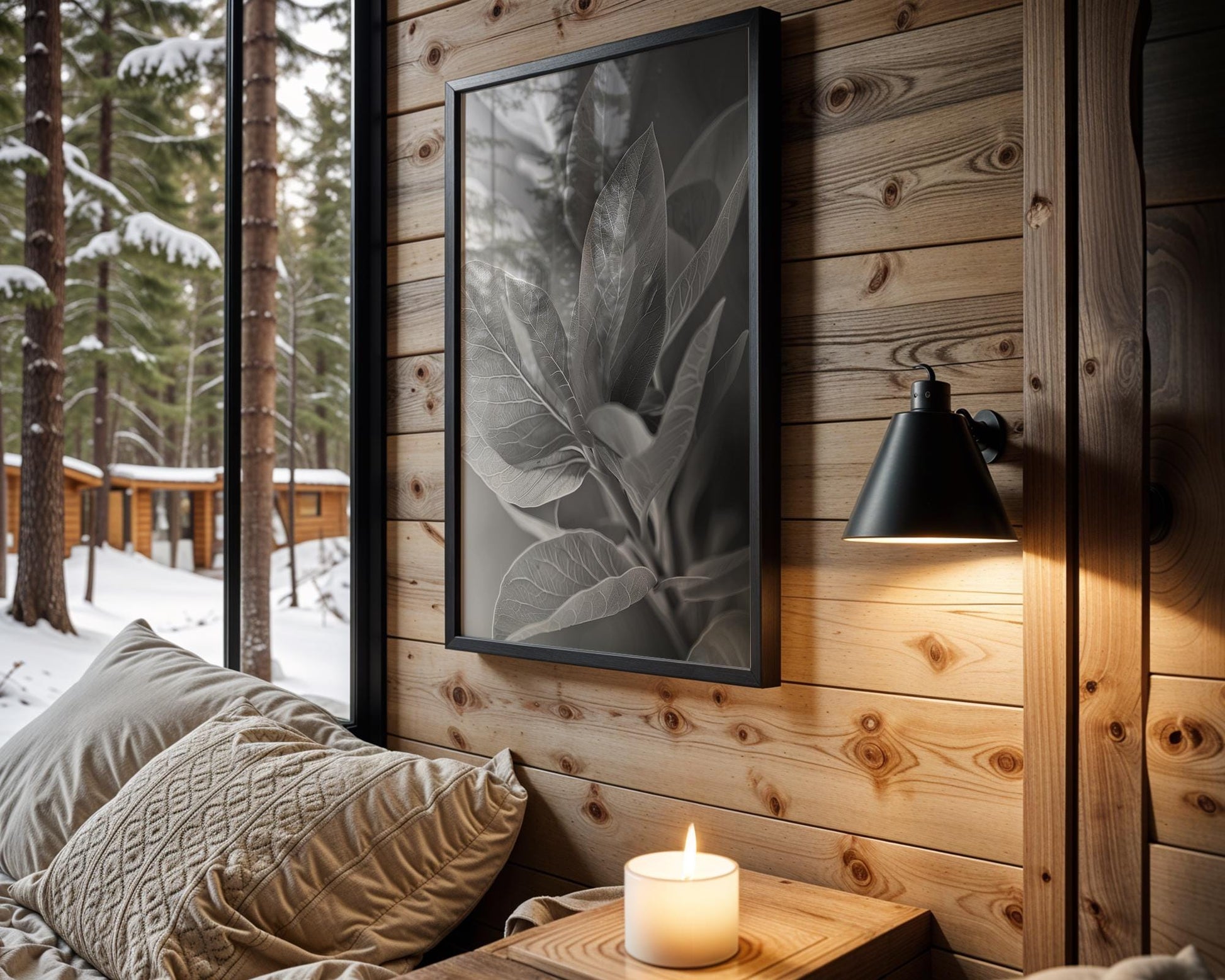 Botanical Photo | Abstract Leaf Macro Photography Print | Black & White Minimal abstract wall art print, geometric minimalist poster, modern Scandinavian decor, Monohaus