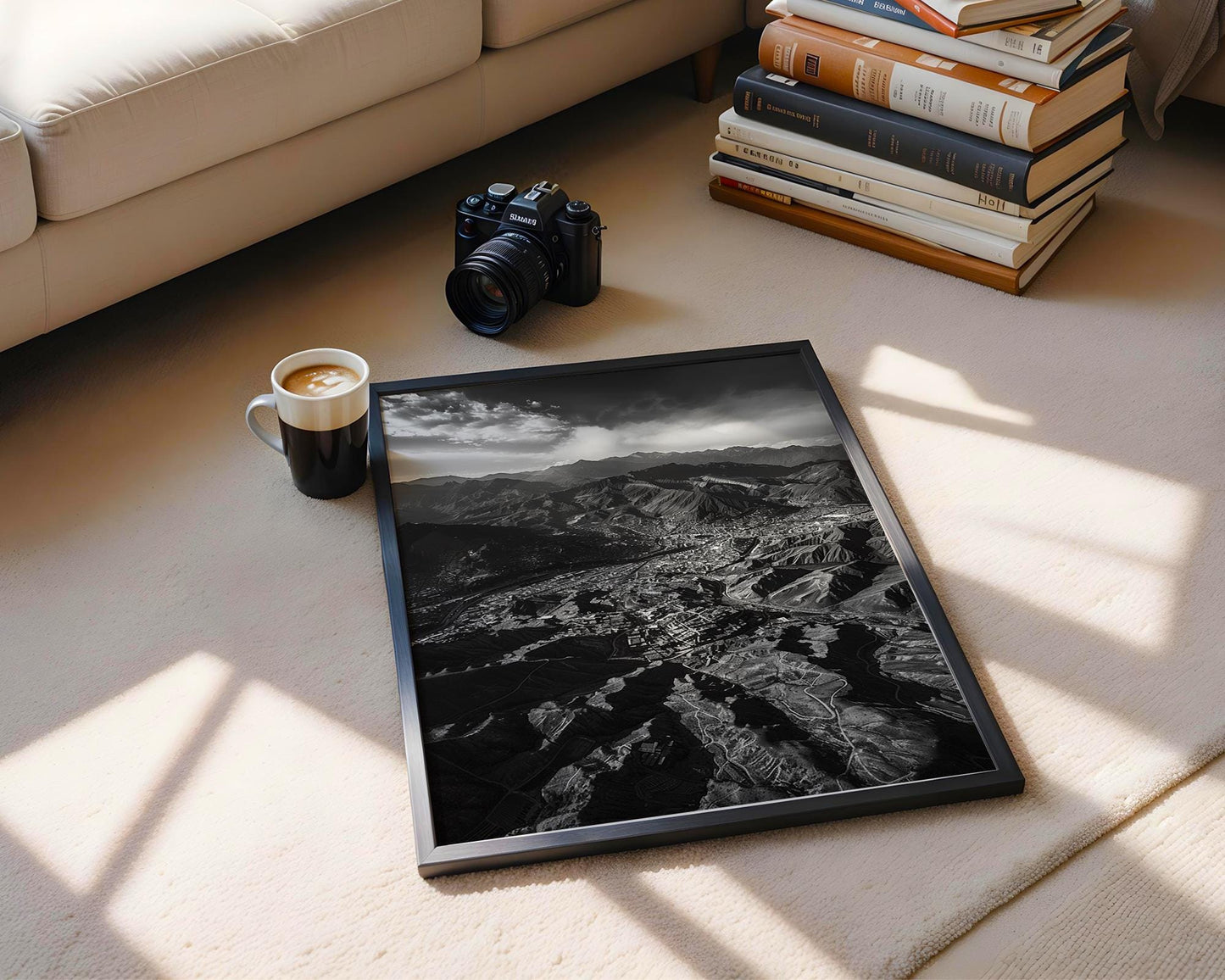 World Landmark | La Paz Bolivia Photography Print | Black and White Mountain Cityscape Wall Art