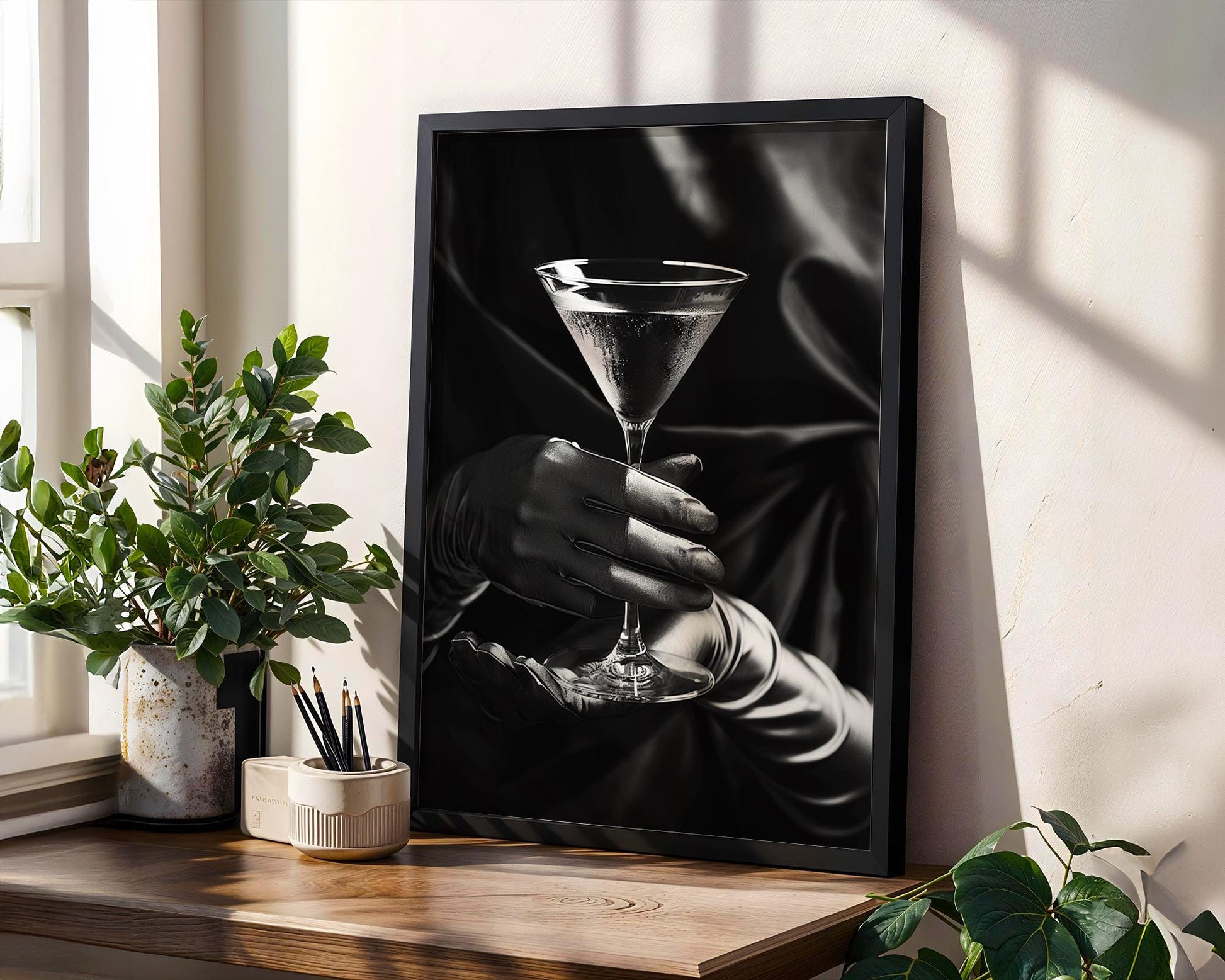 Minimal Wall Art Martini Art Print | Glamour Black and White Photography wall art print, minimalist black and white poster, modern Scandinavian wall decor, Monohaus