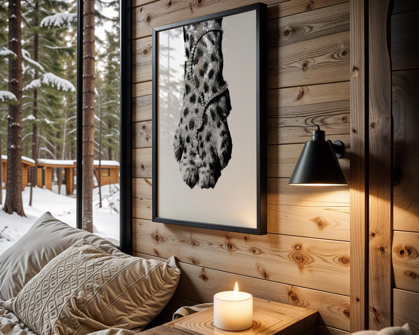 Designer Wall Art | Leopard Paw Print | Black and White Animal Photography, Glam Decor wall art print, minimalist black and white poster, modern Scandinavian wall decor, Monohaus