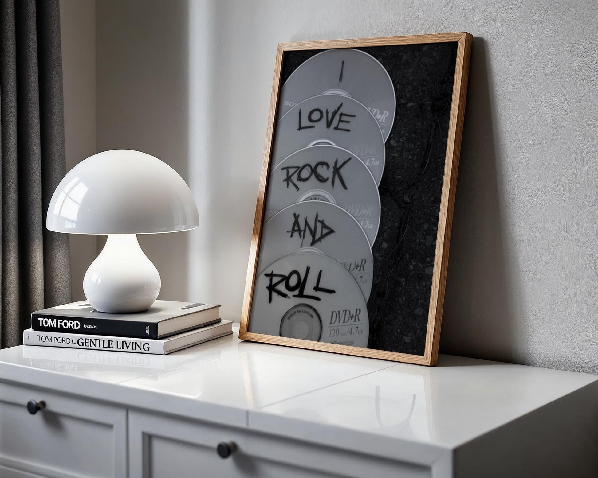 Designer Wall Art | I Love Rock and Roll Photography | Black & White Music Print | Retro Decor wall art print, minimalist black and white poster, modern Scandinavian wall decor, Monohaus