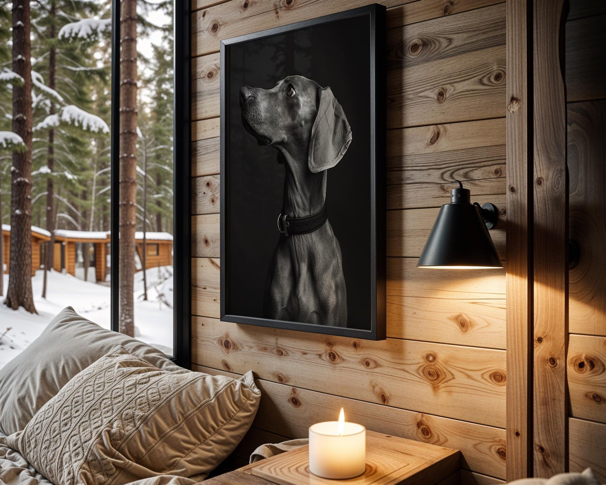 Dog Photography Weimaraner Modern Print Black and White Scandi Home wall art print, minimalist black and white poster, modern Scandinavian wall decor, Monohaus