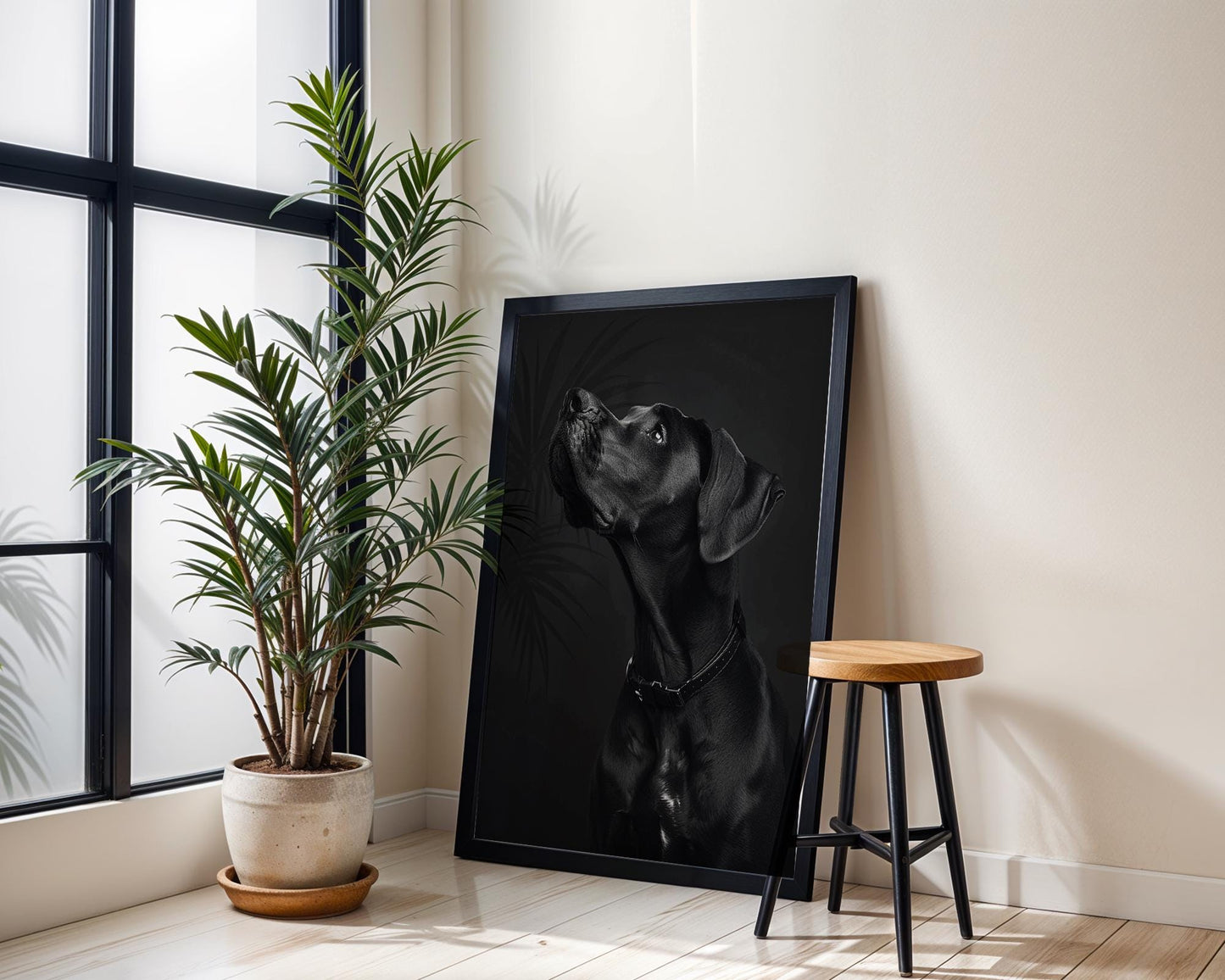 Great Dane Portrait Print | Black and White Dog Photography wall art print, minimalist black and white poster, modern Scandinavian wall decor, Monohaus