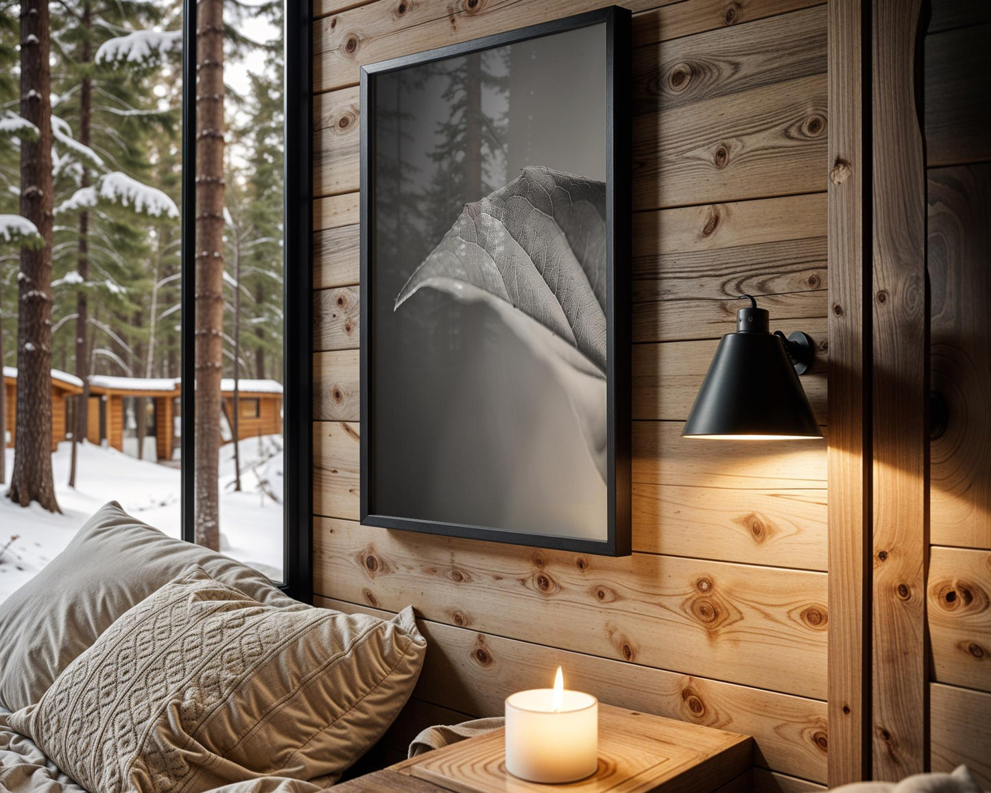 Botanical Photo | Minimalist Leaf Print | Black and White Macro Photography wall art print, minimalist black and white poster, modern Scandinavian wall decor, Monohaus