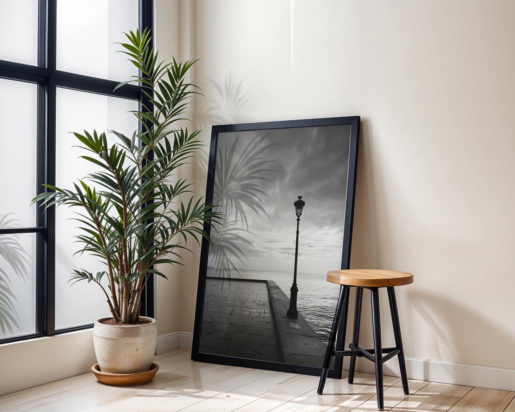 World Landmark | Thessaloniki Greece Black & White Seascape Photography | Coastal Wall Art wall art print, minimalist black and white poster, modern Scandinavian wall decor, Monohaus