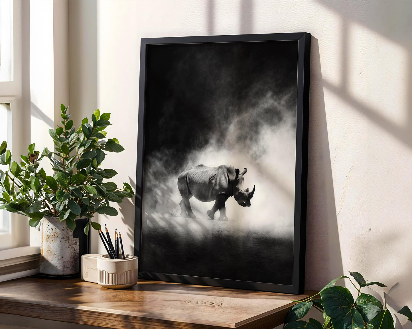 Wildlife Poster | Rhino Print | Minimalist Black & White Safari Photography wall art print, minimalist black and white poster, modern Scandinavian wall decor, Monohaus