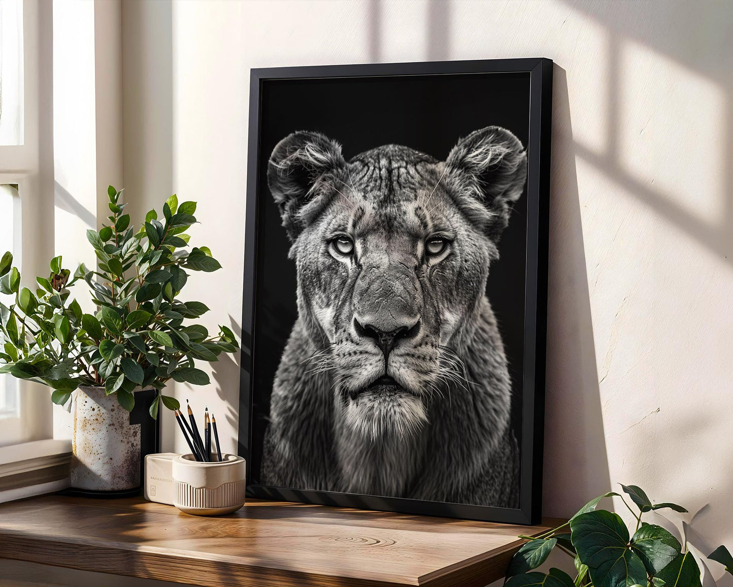 Wildlife Poster | Black & White Lioness Portrait | Minimalist Photography Print wall art print, minimalist black and white poster, modern Scandinavian wall decor, Monohaus
