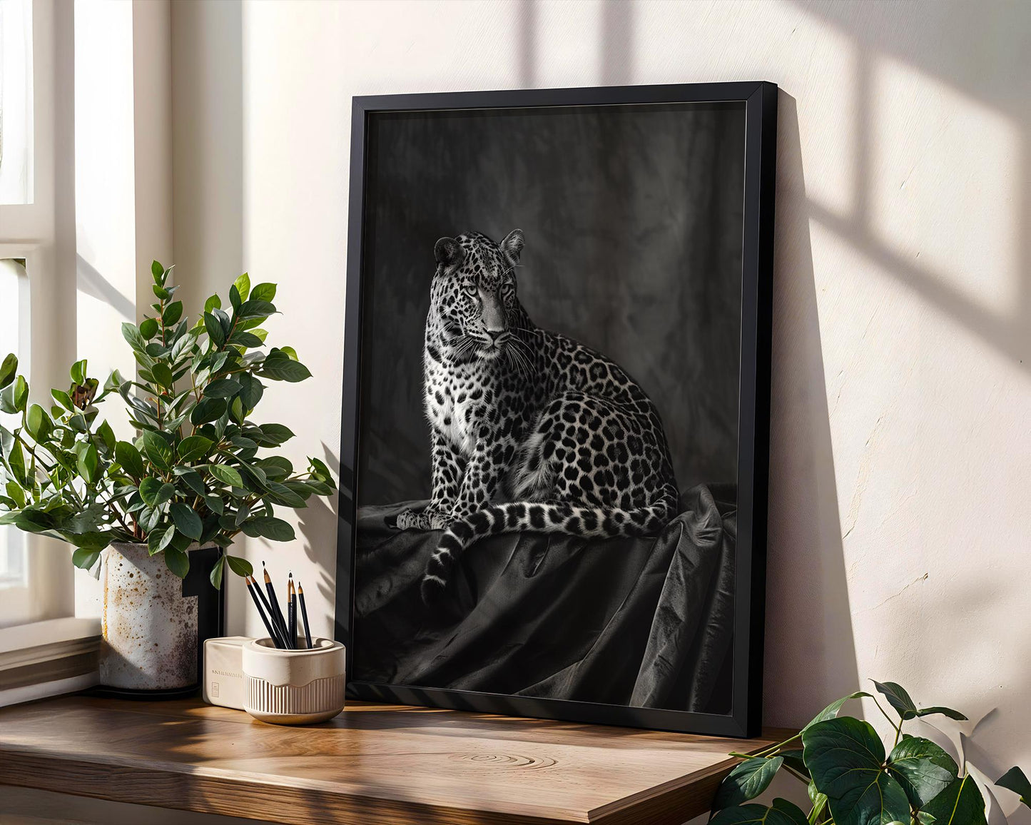 Designer Wall Art | Leopard Home Decor Print | Minimalist Black & White Wild Animal wall art print, minimalist black and white poster, modern Scandinavian wall decor, Monohaus