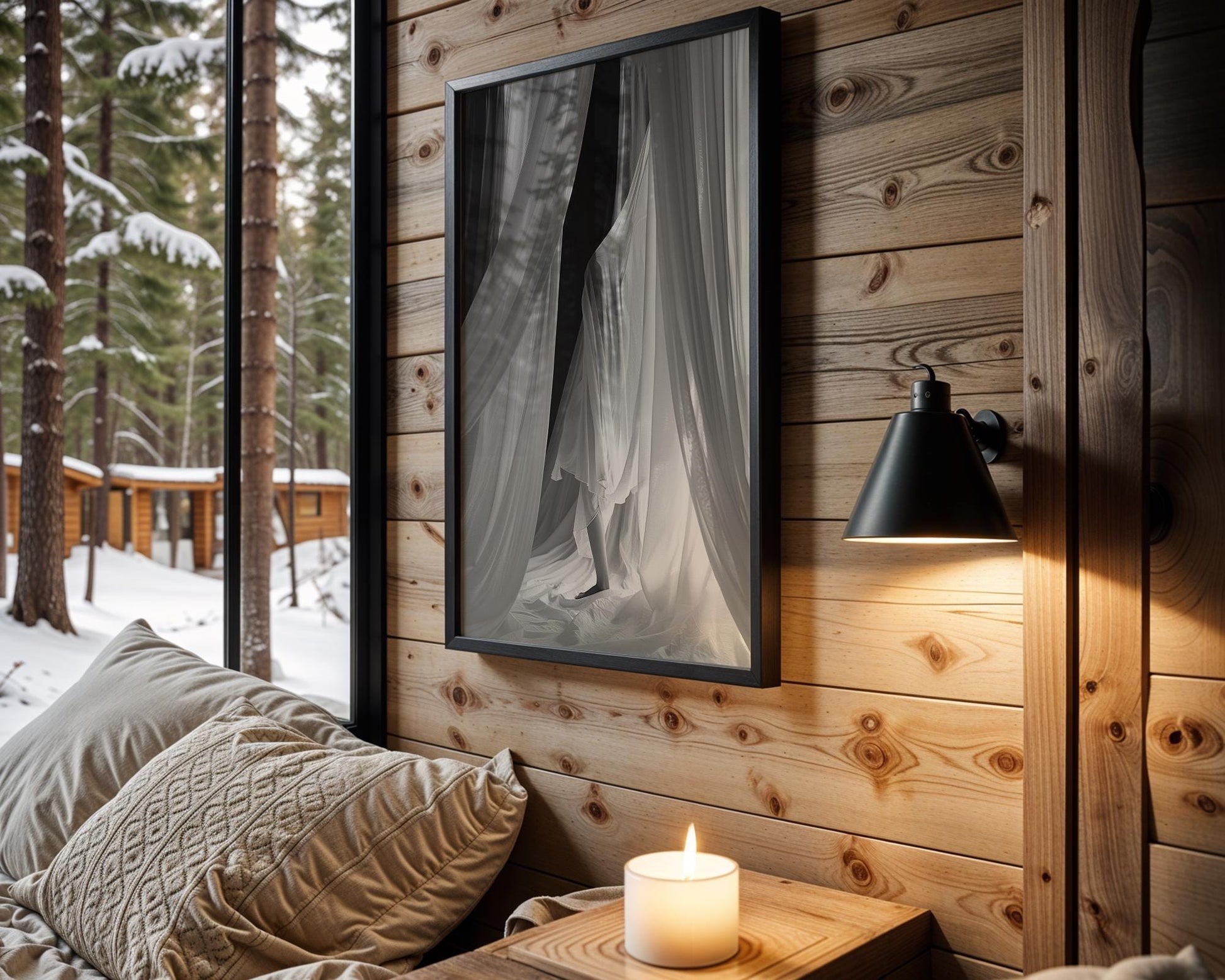 Minimal Wall Art Woman Silhouette Veil Art Print | Bedroom Home Decor wall art print, minimalist black and white poster, modern Scandinavian wall decor, Monohaus