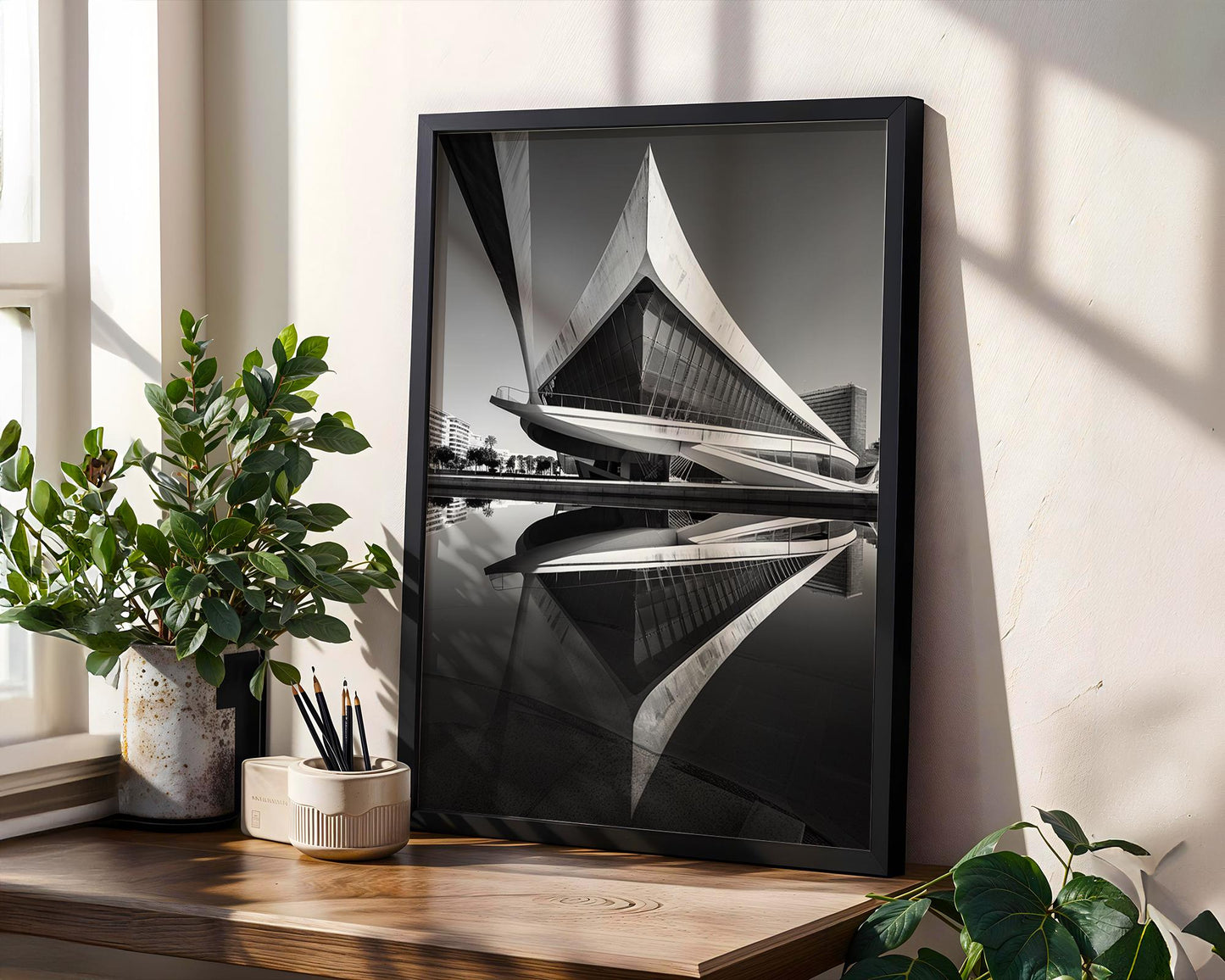 World Landmark | Palau de les Arts Print | Valencia Black and White Architecture Photography wall art print, black and white architectural poster, minimalist modern Scandinavian wall decor, Monohaus