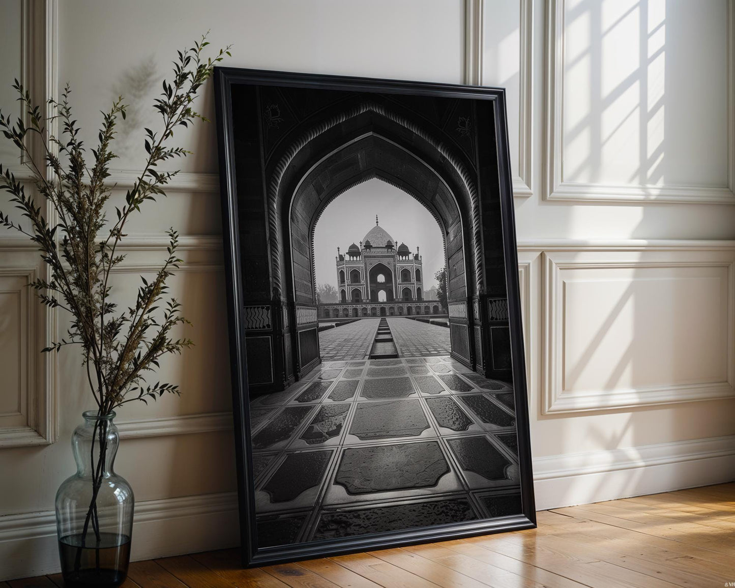 World Landmark | Humayun’s Tomb Archway Print | Black & White Delhi Photography wall art print, minimalist black and white poster, modern Scandinavian wall decor, Monohaus