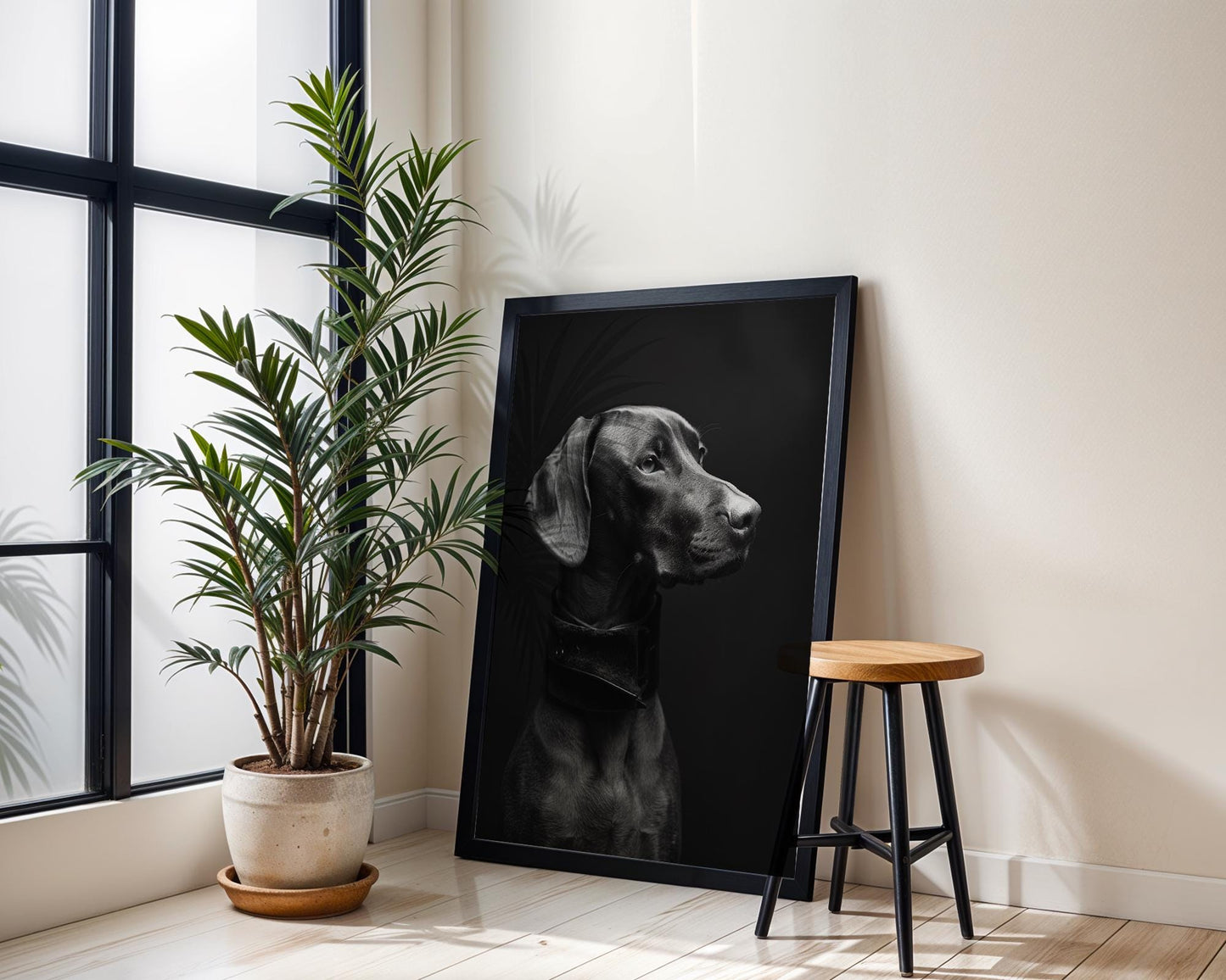 Dog Photography Weimaraner Modern Print Black and White Scandi Home wall art print, minimalist black and white poster, modern Scandinavian wall decor, Monohaus