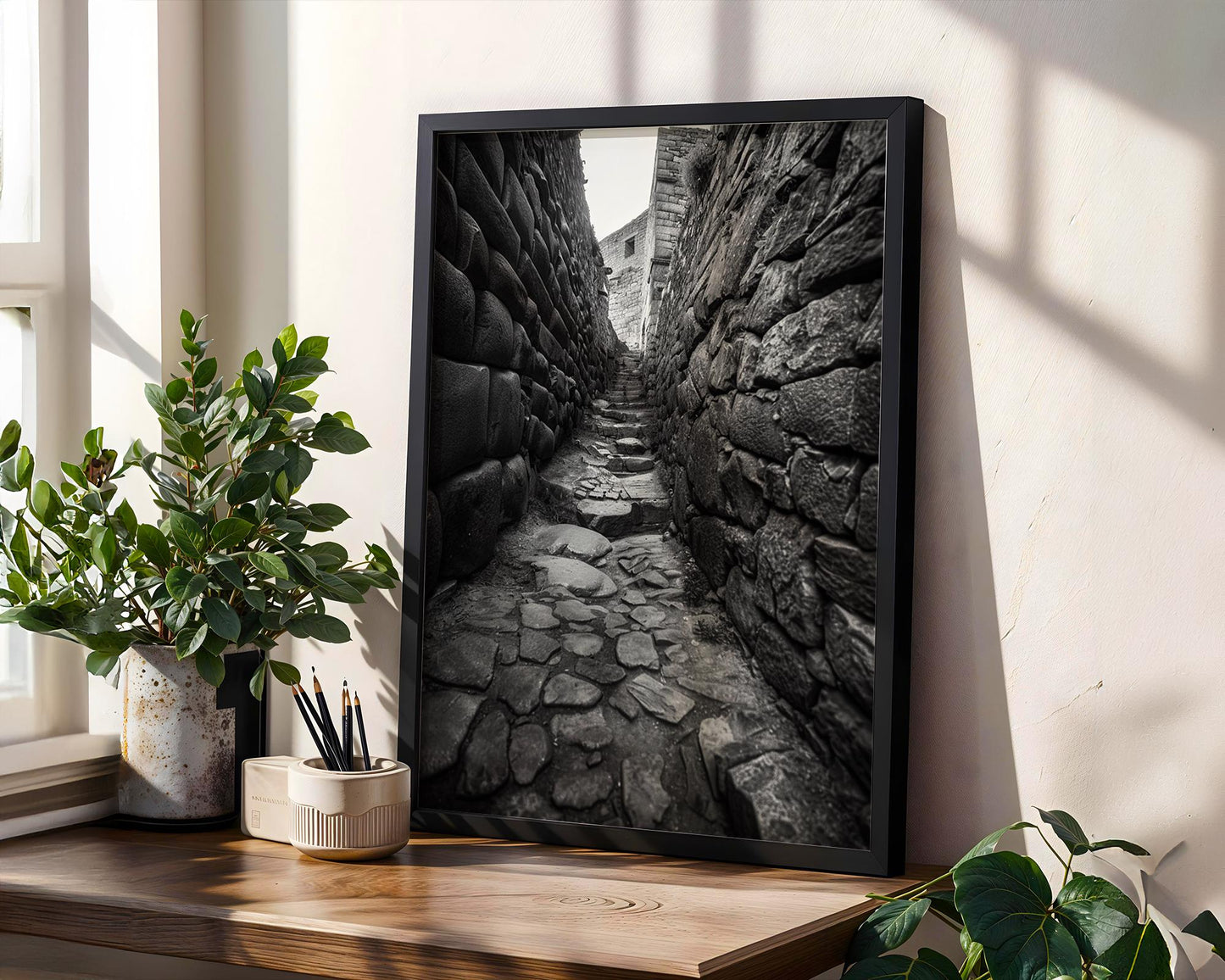 World Landmark | Machu Picchu Print | Black and White Inca Architecture Photography wall art print, black and white architectural poster, minimalist modern Scandinavian wall decor, Monohaus