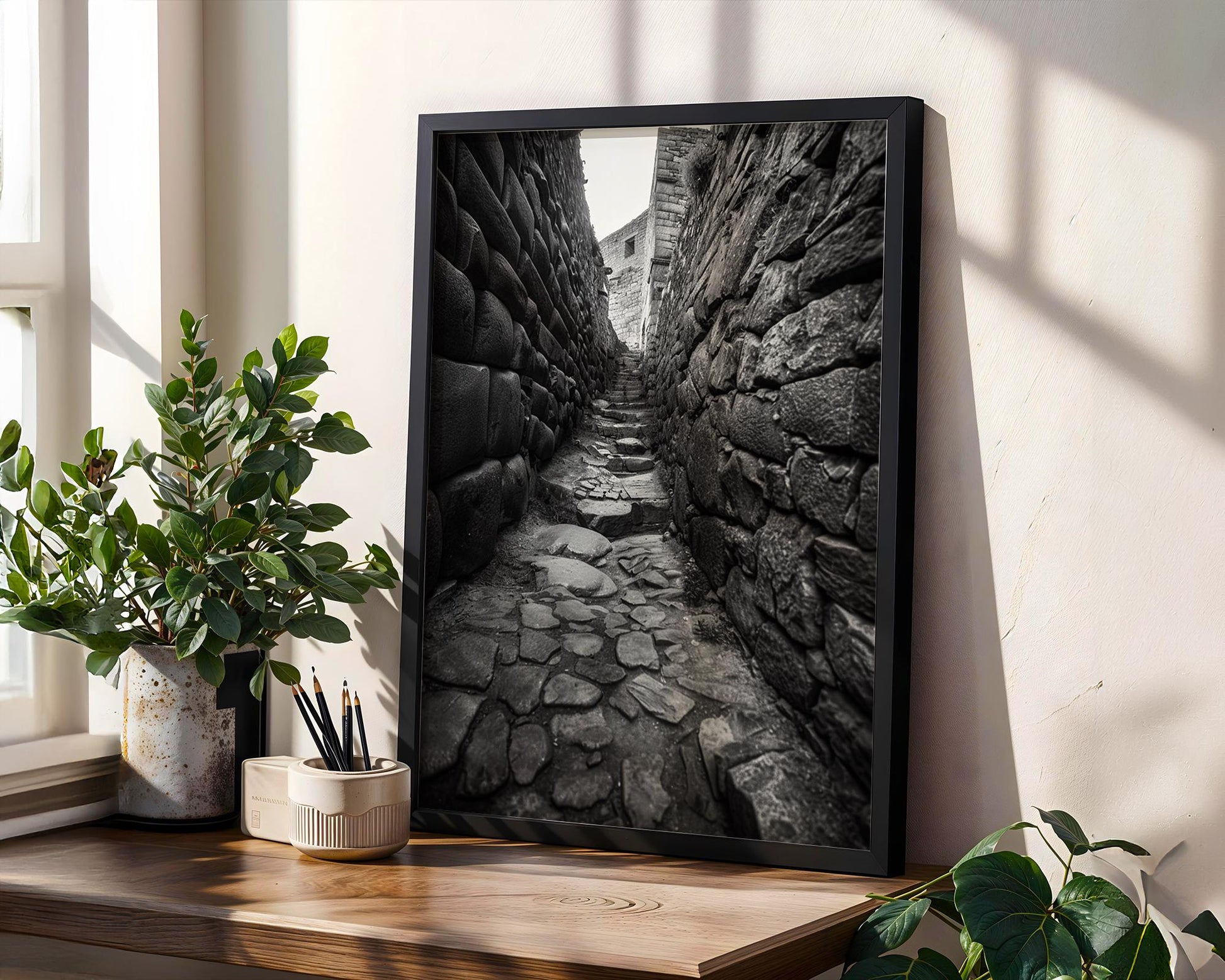 World Landmark | Machu Picchu Print | Black and White Inca Architecture Photography wall art print, black and white architectural poster, minimalist modern Scandinavian wall decor, Monohaus