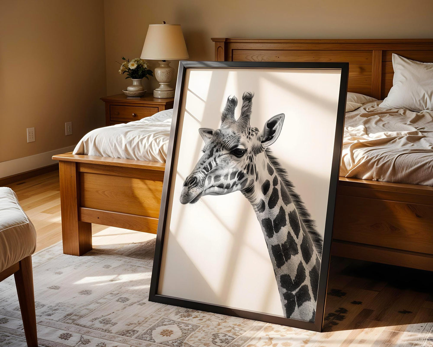 Wildlife Poster | Giraffe Portrait Print | Minimalist Black & White Photography wall art print, minimalist black and white poster, modern Scandinavian wall decor, Monohaus