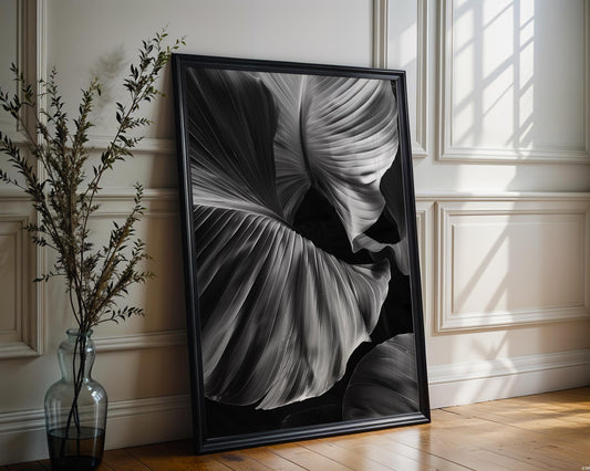 Botanical Photo | Abstract Oversized Leaf Print | Black & White Home Decor abstract wall art print, geometric minimalist poster, modern Scandinavian decor, Monohaus