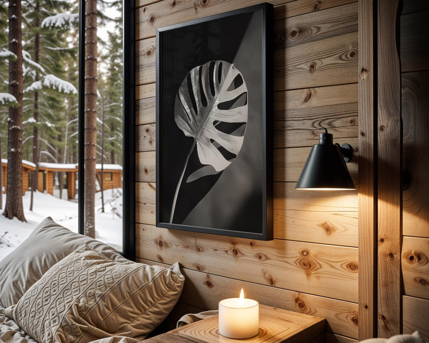 Botanical Photo | Monstera Leaf Print | Minimalist Black and White Scandi Art wall art print, minimalist black and white poster, modern Scandinavian wall decor, Monohaus