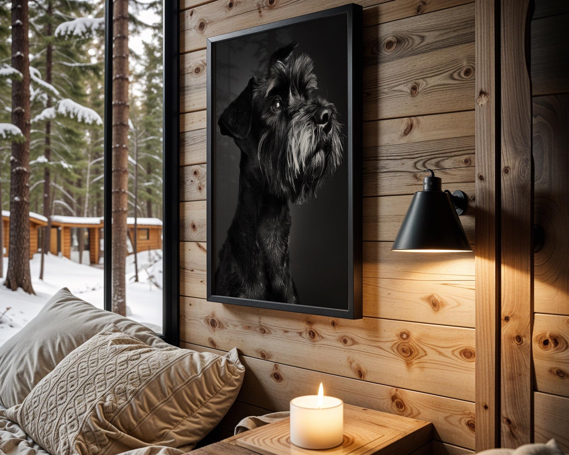 Dog Photography Minimal Poster Schnauzer Portrait Print | Minimalist Black and White Pet Home Decor wall art print, minimalist black and white poster, modern Scandinavian wall decor, Monohaus