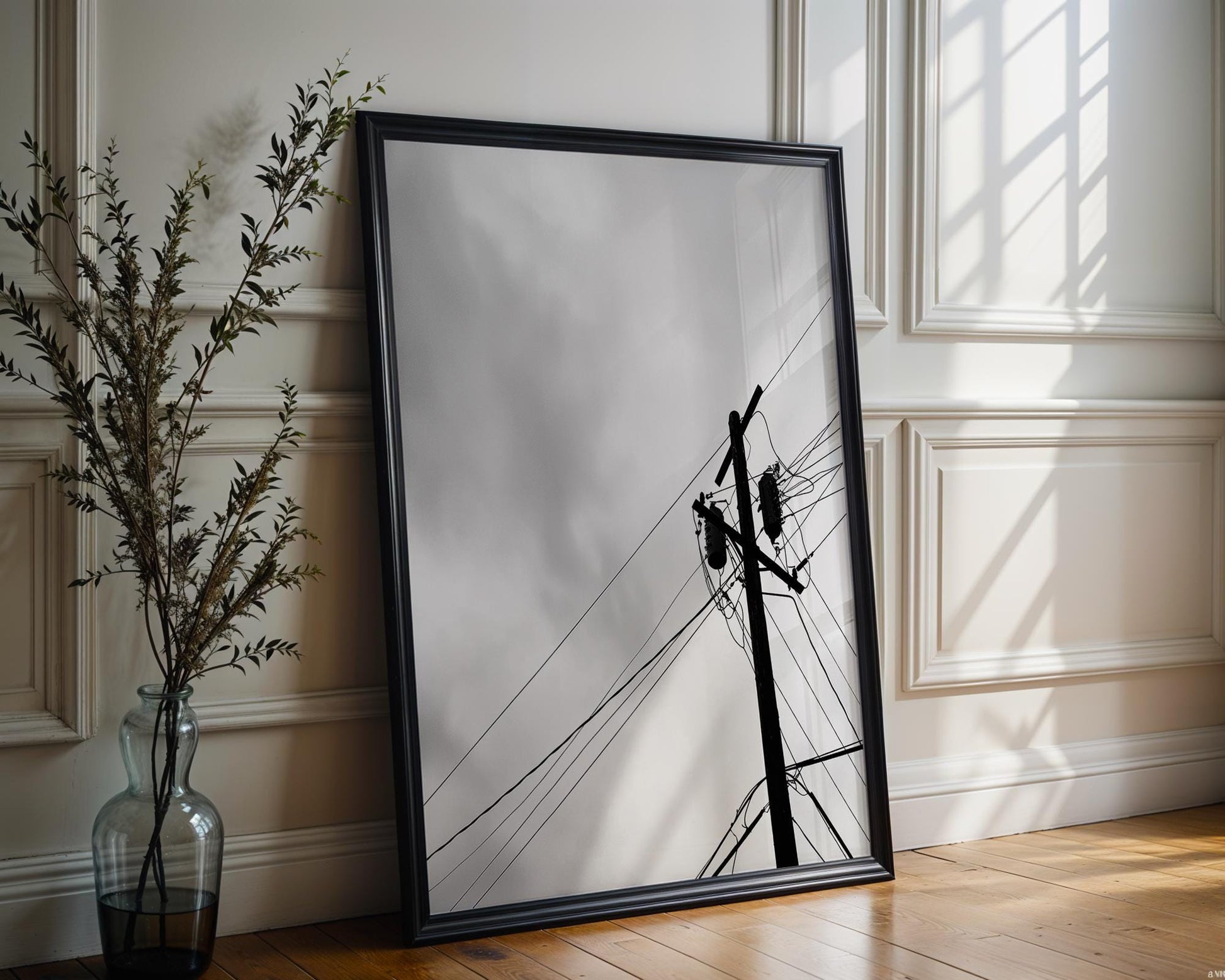 Urban Photography | Power Lines Photography Print | Minimalist Black and White Wall Art abstract wall art print, geometric minimalist poster, modern Scandinavian decor, Monohaus