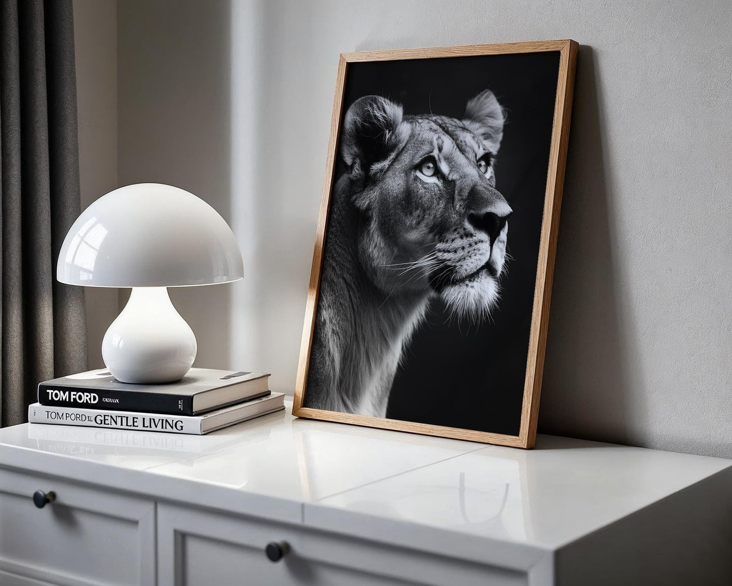 Wildlife Poster | Lioness Black & White Photography Print | Minimalist Safari Wall Art wall art print, minimalist black and white poster, modern Scandinavian wall decor, Monohaus