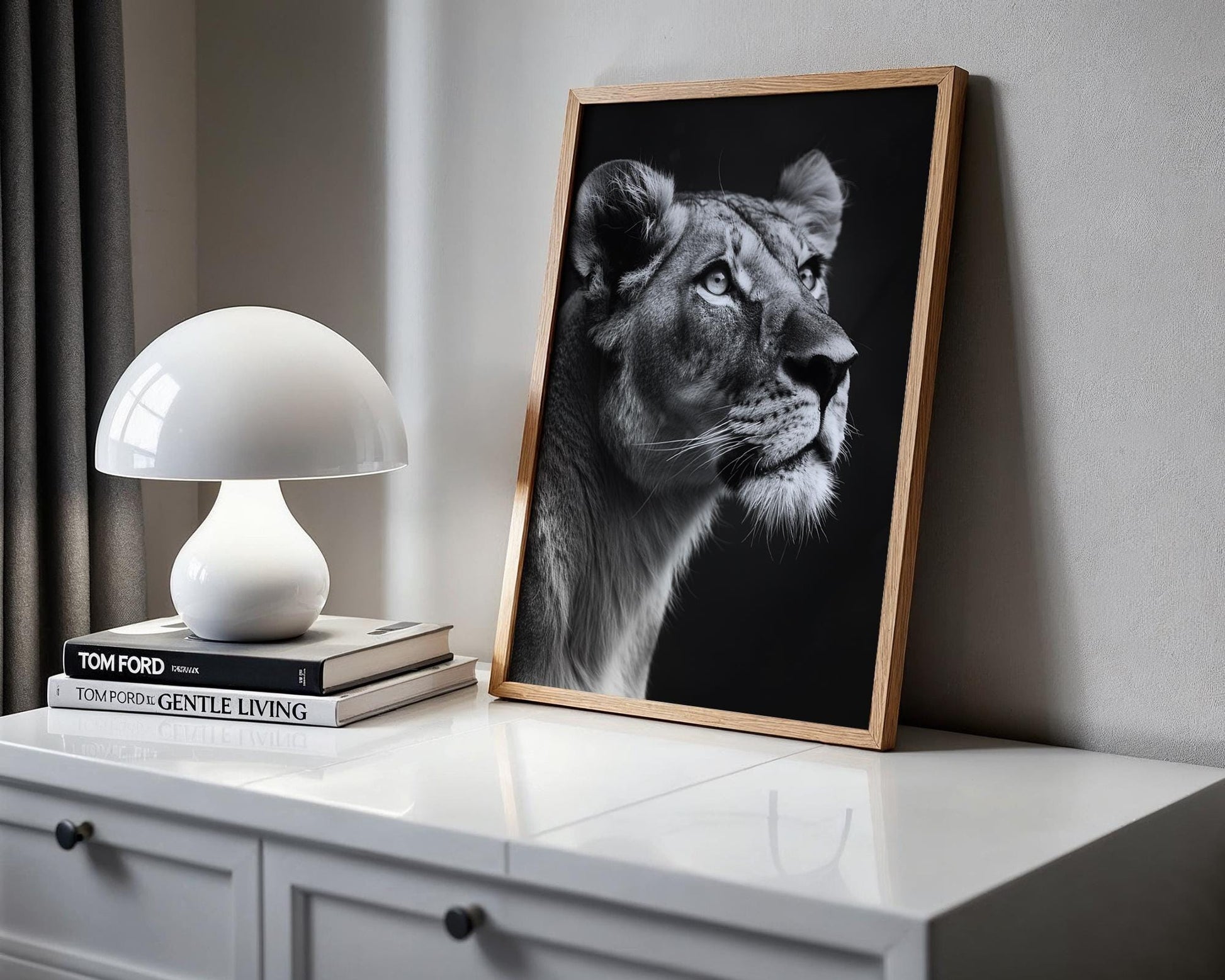 Wildlife Poster | Lioness Black & White Photography Print | Minimalist Safari Wall Art wall art print, minimalist black and white poster, modern Scandinavian wall decor, Monohaus