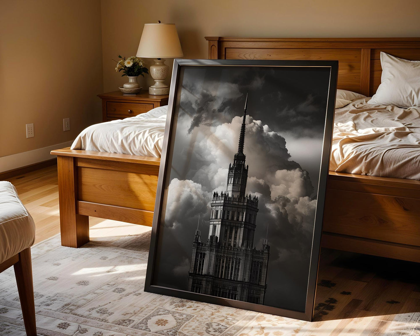 World Landmark | Warsaw Palace of Culture Print | Dramatic Black and White Architecture Photography