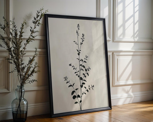 Botanical Photo | Silhouette Art Print | Minimalist Black & White Photography wall art print, minimalist black and white poster, modern Scandinavian wall decor, Monohaus