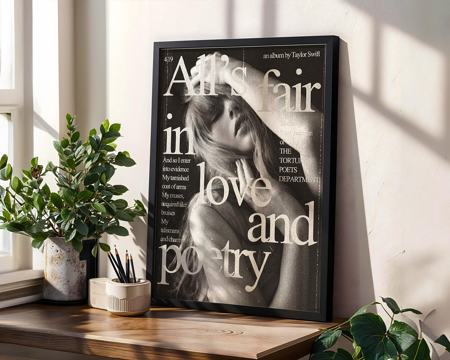 Designer Wall Art | Love And Poetry Print | Minimalist Black & White Typography typography wall art print, minimalist black and white type poster, modern graphic design decor, Monohaus