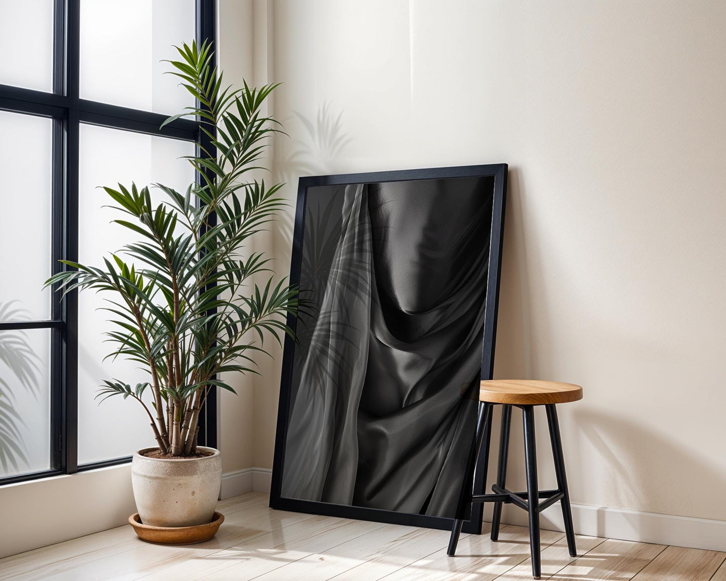 Minimal Wall Art Abstract Fabric Drape Print | Black & White Minimalist Photography abstract wall art print, geometric minimalist poster, modern Scandinavian decor, Monohaus