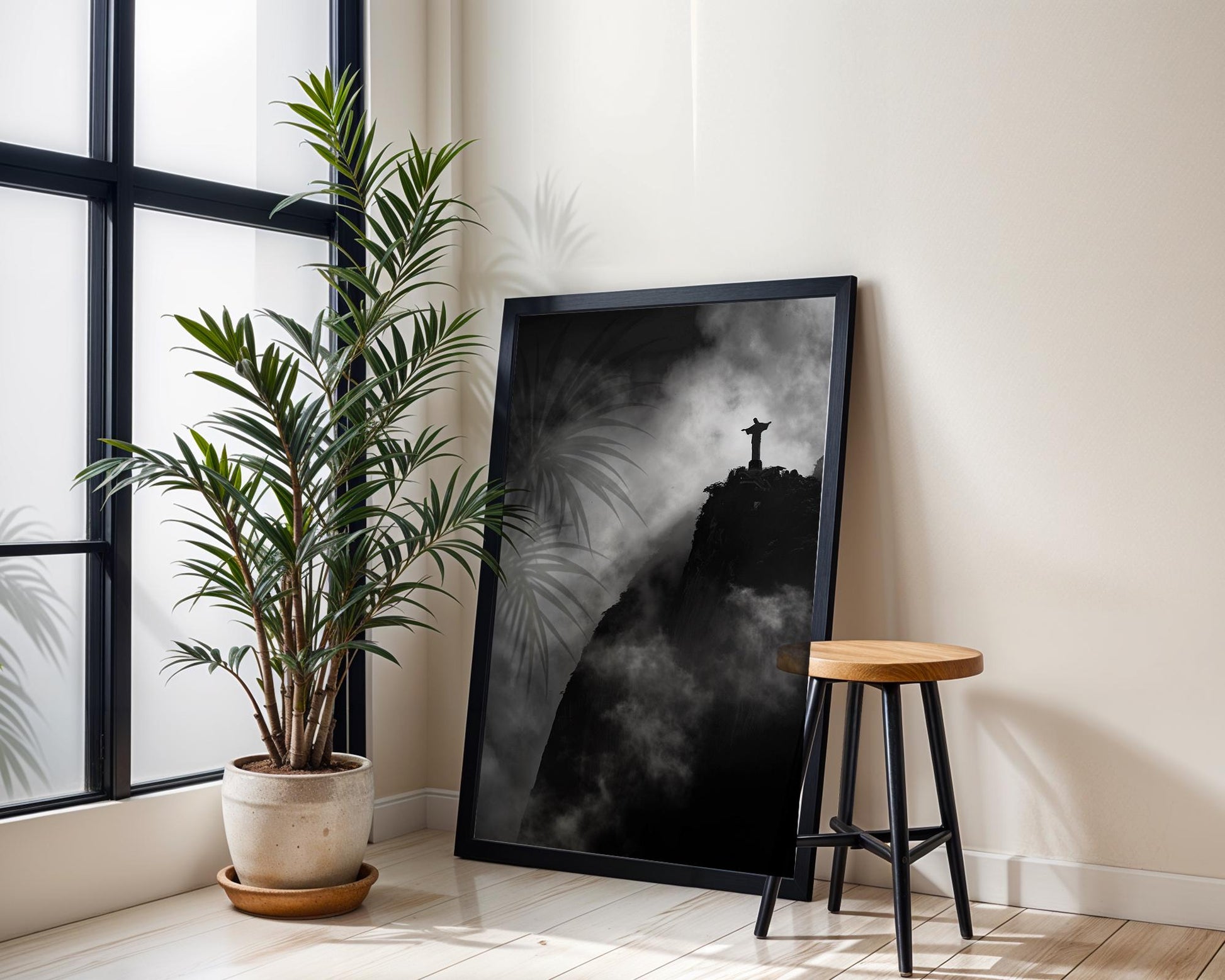 World Landmark | Christ the Redeemer Print | Black and White Rio de Janeiro Photography wall art print, minimalist black and white poster, modern Scandinavian wall decor, Monohaus