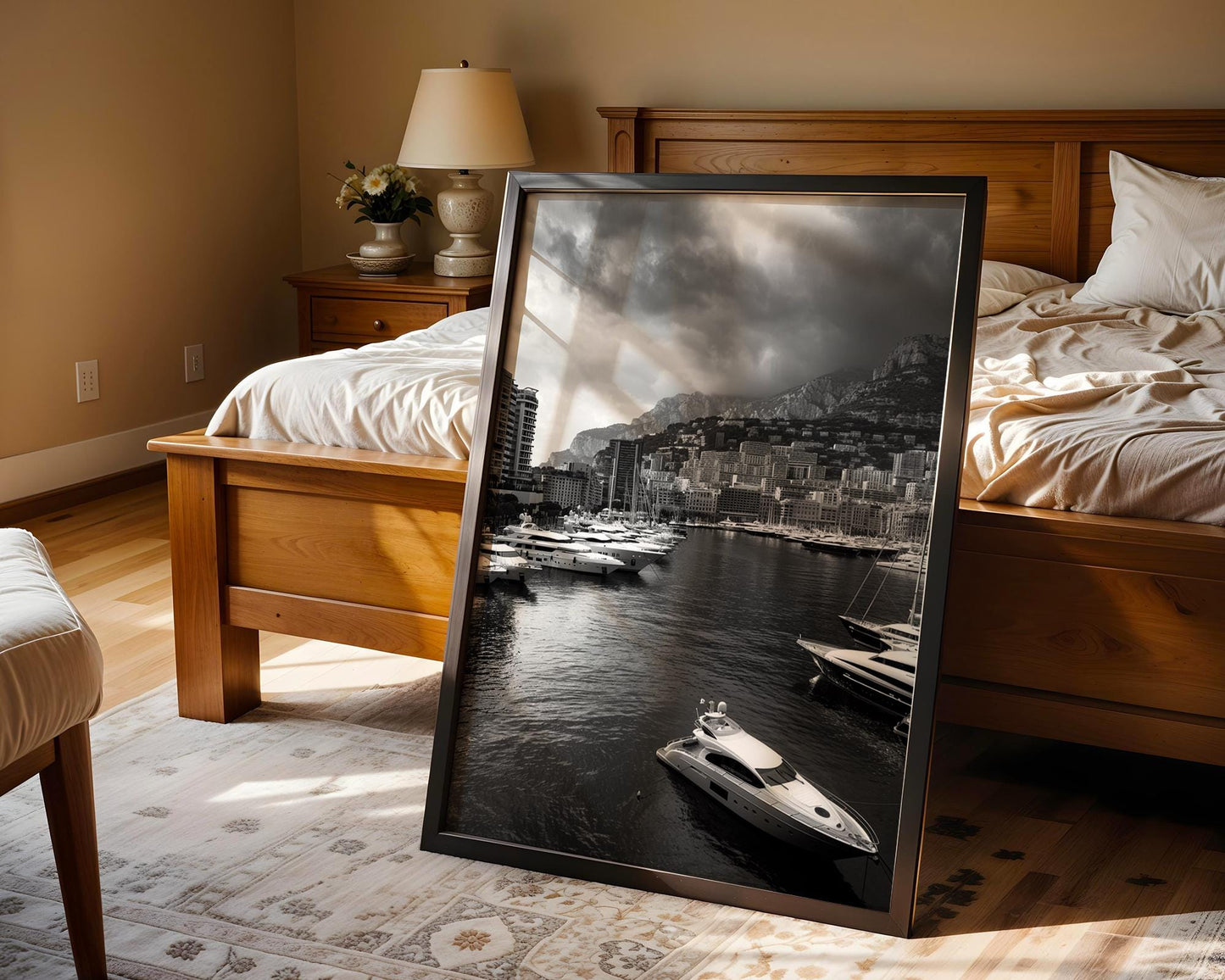 World Landmark | Monaco Marina Black and White Print | Port Hercules Yacht Photography