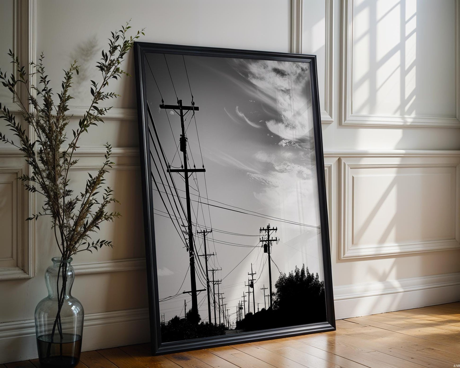 Urban Photography | Minimalist Black and White Photo Print | Power Lines Wall Art abstract wall art print, geometric minimalist poster, modern Scandinavian decor, Monohaus