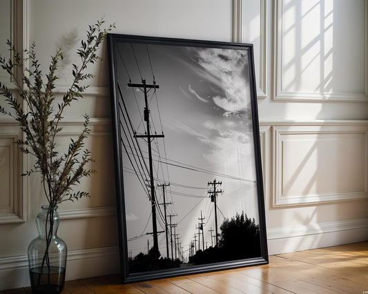 Urban Photography | Minimalist Black and White Photo Print | Power Lines Wall Art abstract wall art print, geometric minimalist poster, modern Scandinavian decor, Monohaus