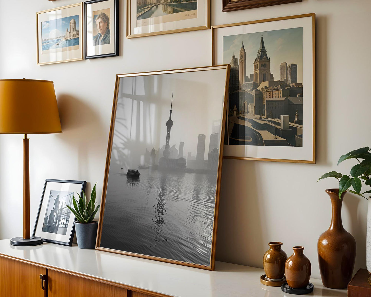 World Landmark | Shanghai Cityscape Photography Print | Modern Black and White Wall Art