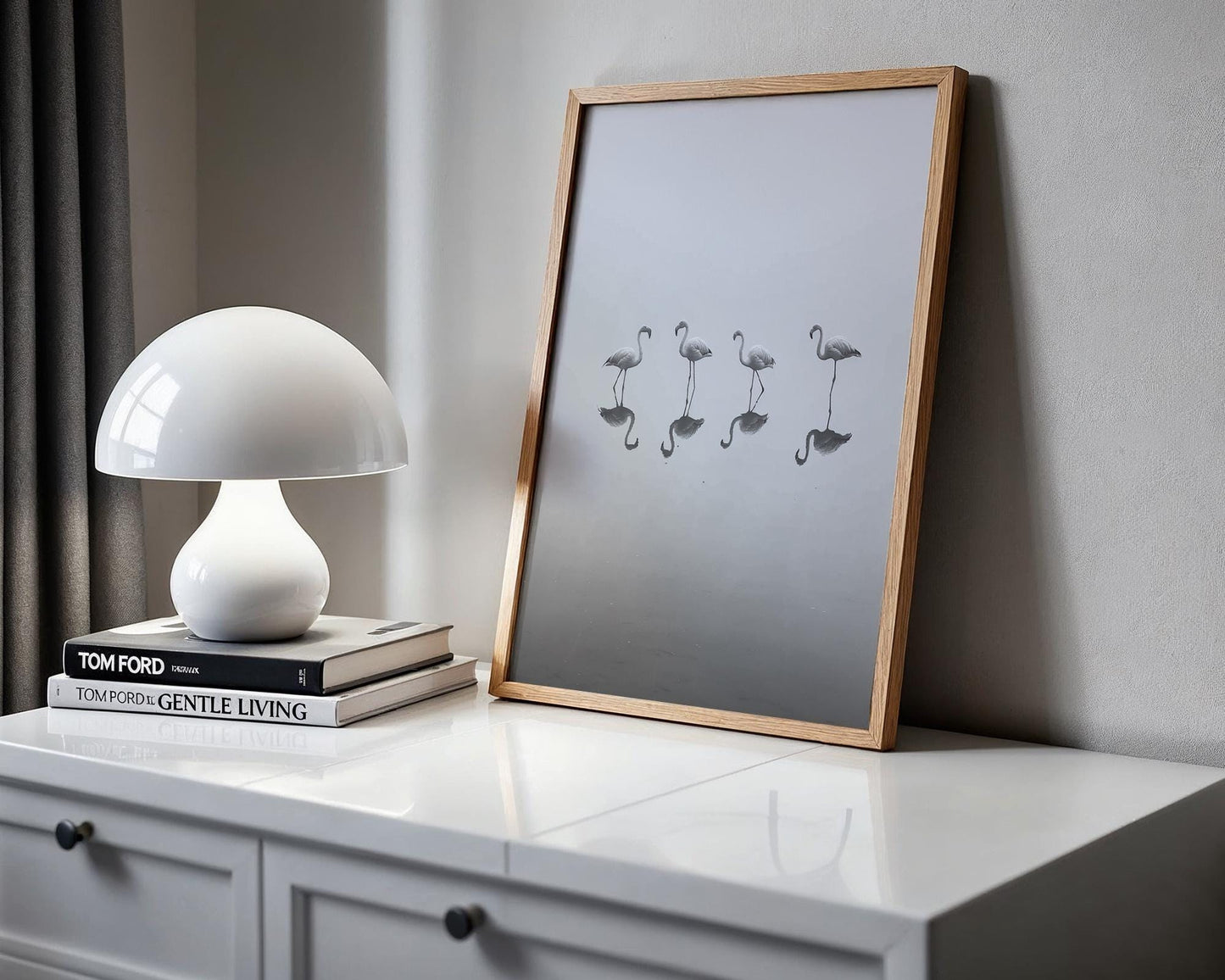 Wildlife Poster | Flamingo Reflection Print | Minimalist Black & White Fine Art wall art print, minimalist black and white poster, modern Scandinavian wall decor, Monohaus