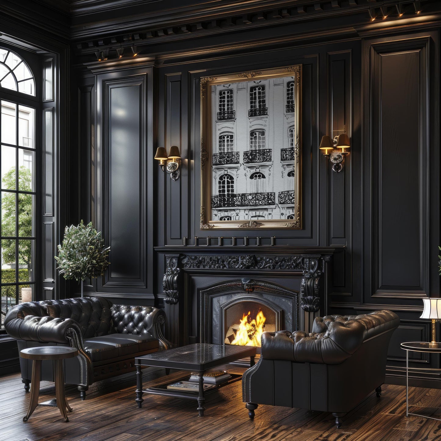 Designer Wall Art | Paris Haussmann Architecture Print | Black & White Balcony wall art print, black and white architectural poster, minimalist modern Scandinavian wall decor, Monohaus