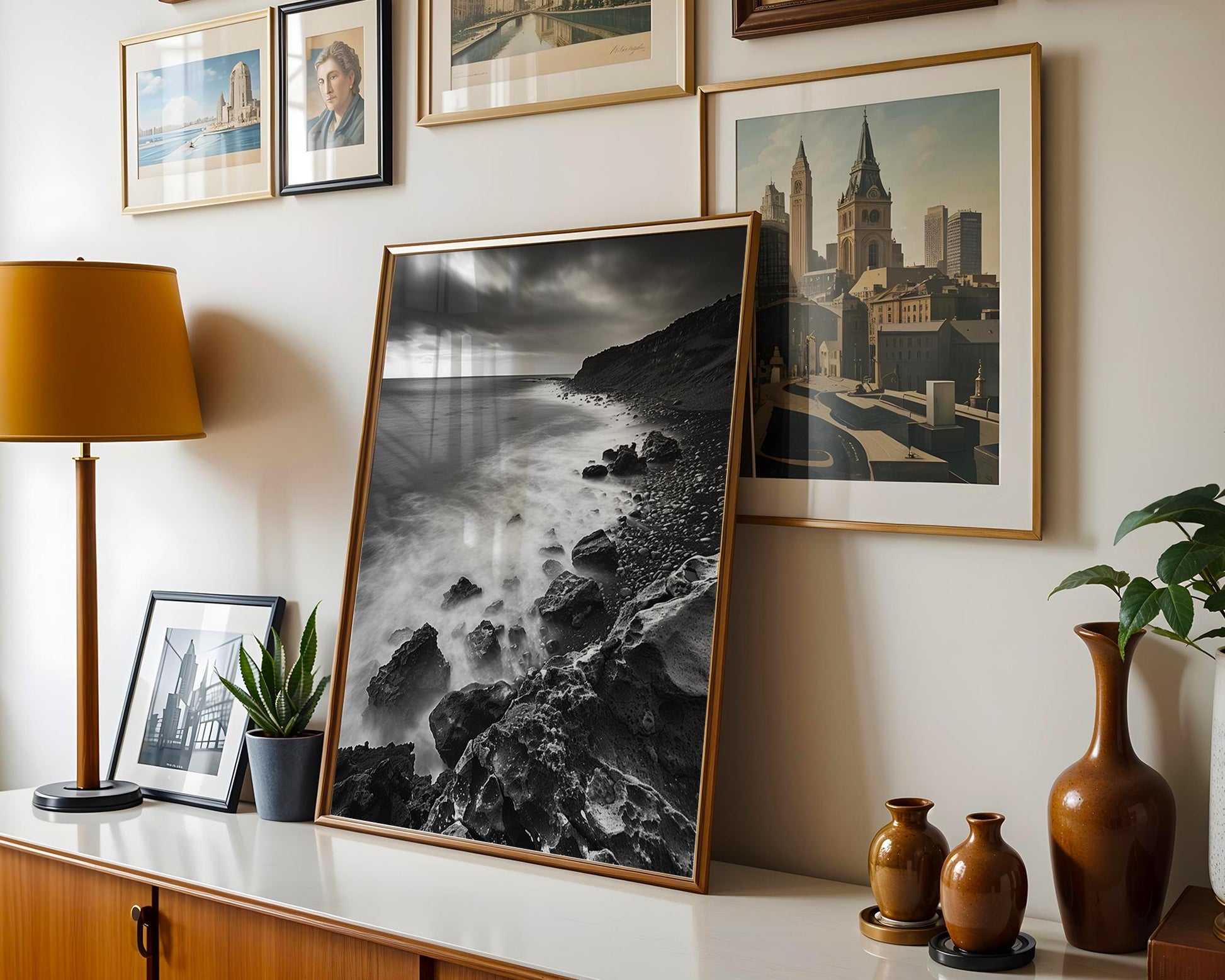 World Landmark | Iceland Seascape Photography Print | Reykjanes Peninsula Black and White Wall Art wall art print, minimalist black and white poster, modern Scandinavian wall decor, Monohaus