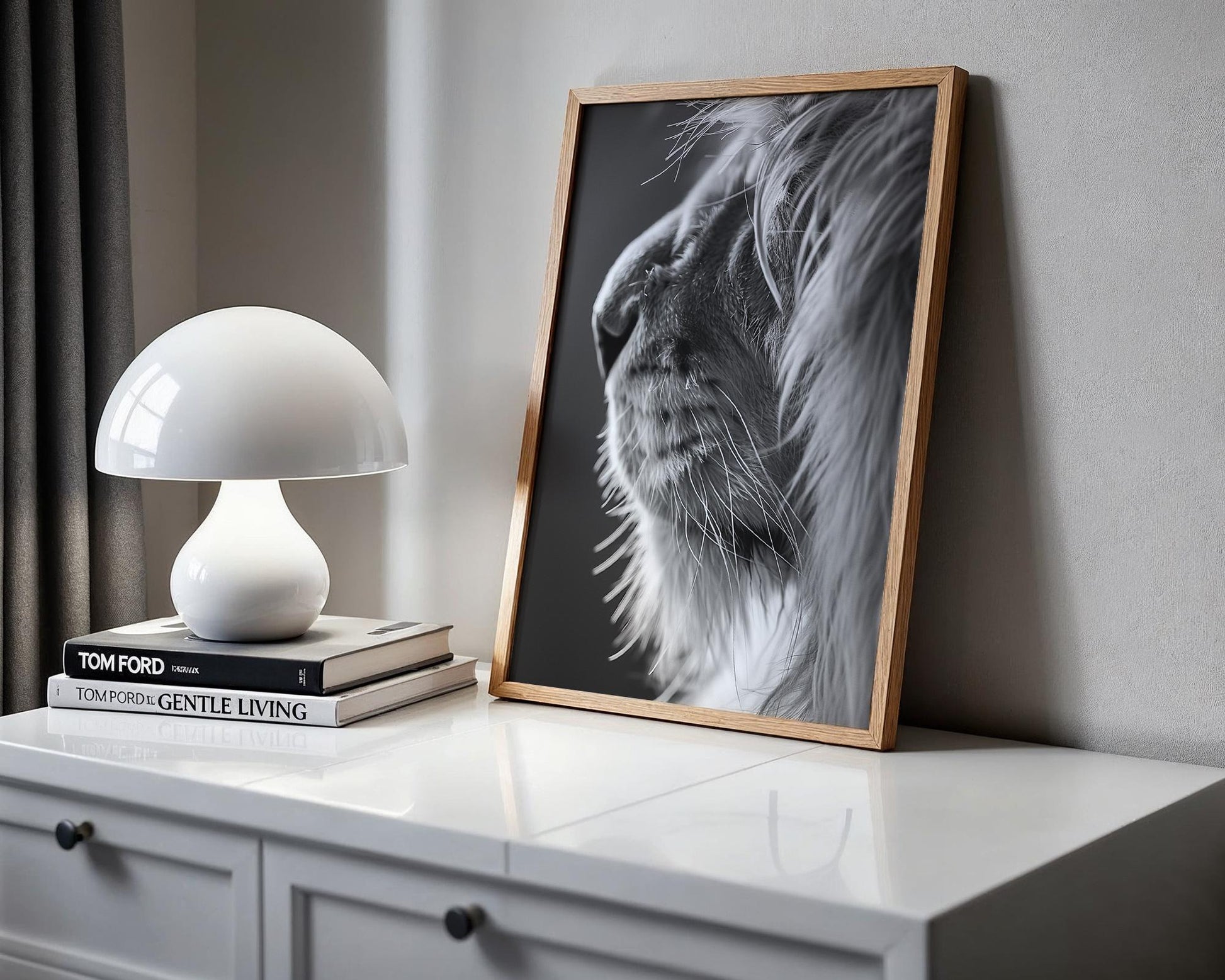 Wildlife Poster | Lion Close-Up Print | Minimalist Black & White Safari Photography wall art print, minimalist black and white poster, modern Scandinavian wall decor, Monohaus