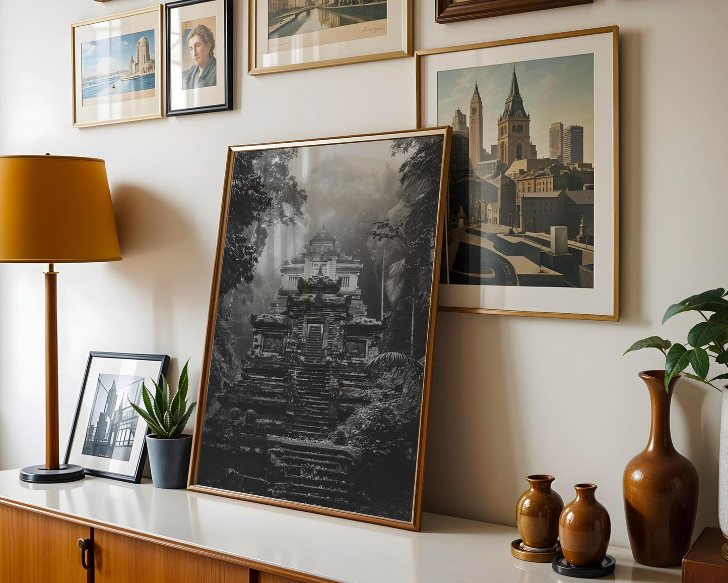 World Landmark | Bali Temple Black and White Photography Print | Jungle Architecture Wall Art