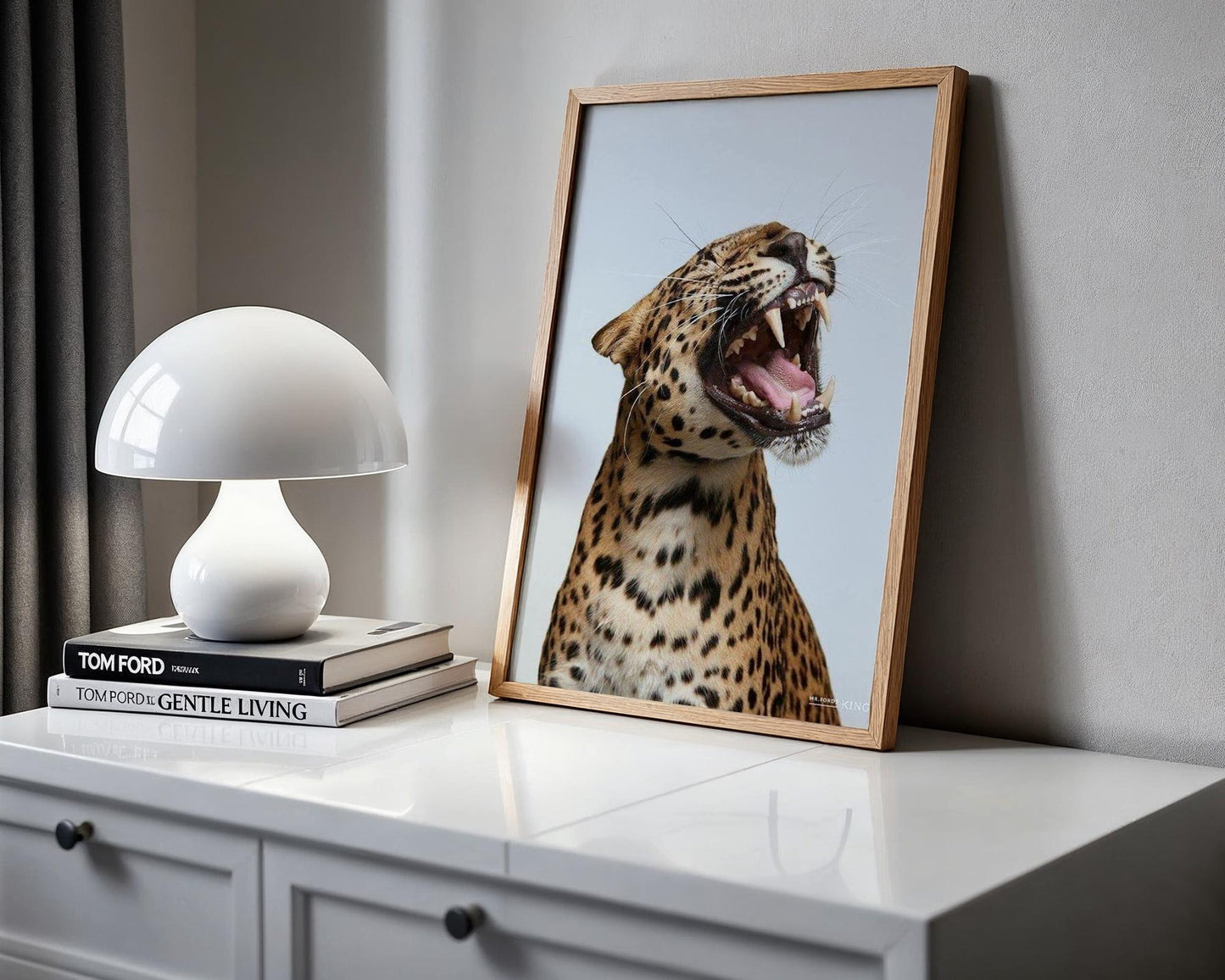 Designer Wall Art | Growling Leopard Print | Black and White Safari Animal Photo wall art print, minimalist black and white poster, modern Scandinavian wall decor, Monohaus