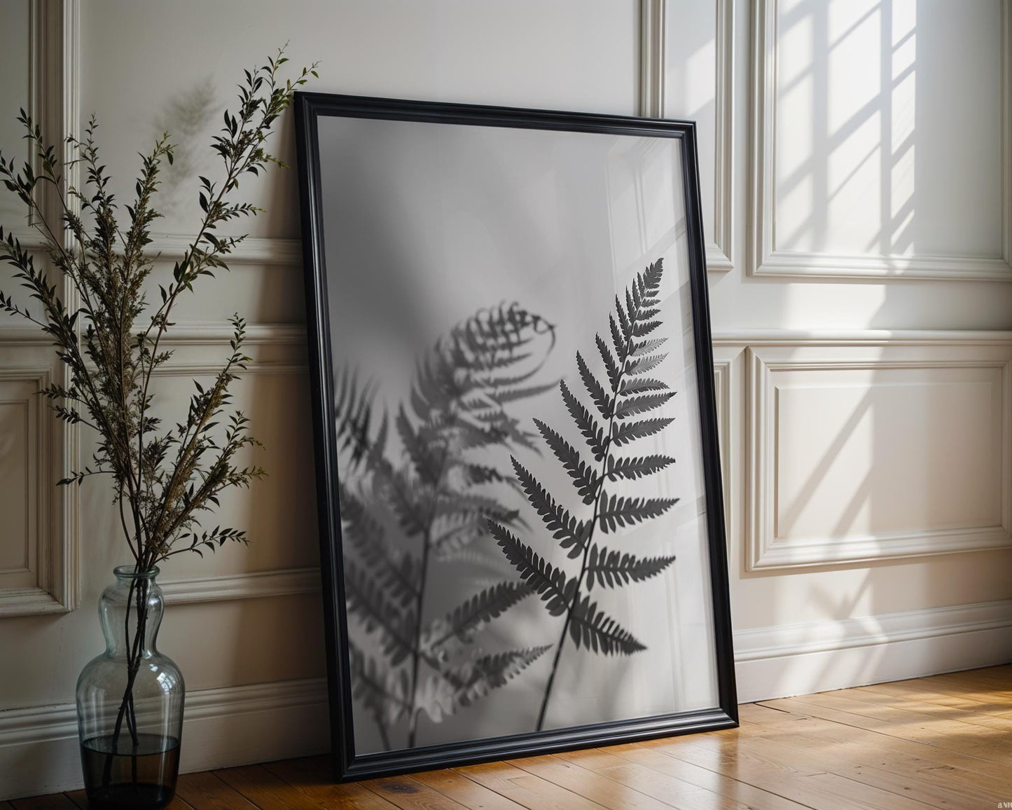 Botanical Photo | Fern Leaf Art Print | Minimalist Black and White Photography wall art print, minimalist black and white poster, modern Scandinavian wall decor, Monohaus