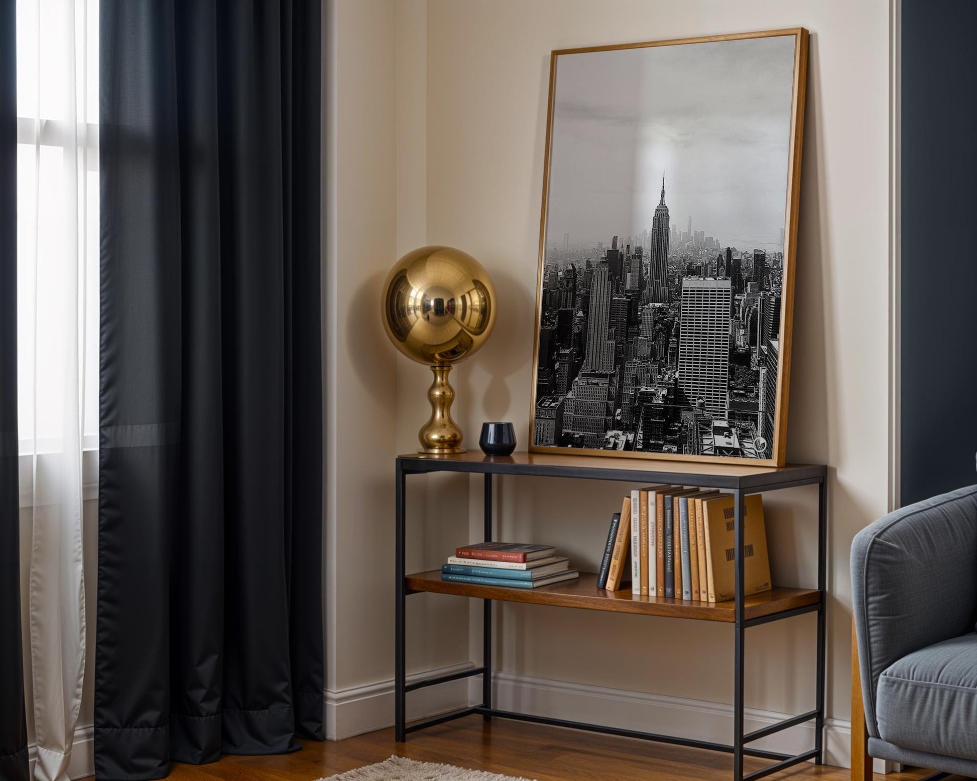 Designer Wall Art | Empire State Building Print | Black & White NYC Skyline Photography wall art print, black and white architectural poster, minimalist modern Scandinavian wall decor, Monohaus