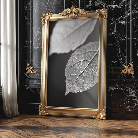Botanical Photo | Abstract Leaf Macro Photography Print | Black & White Minimal abstract wall art print, geometric minimalist poster, modern Scandinavian decor, Monohaus